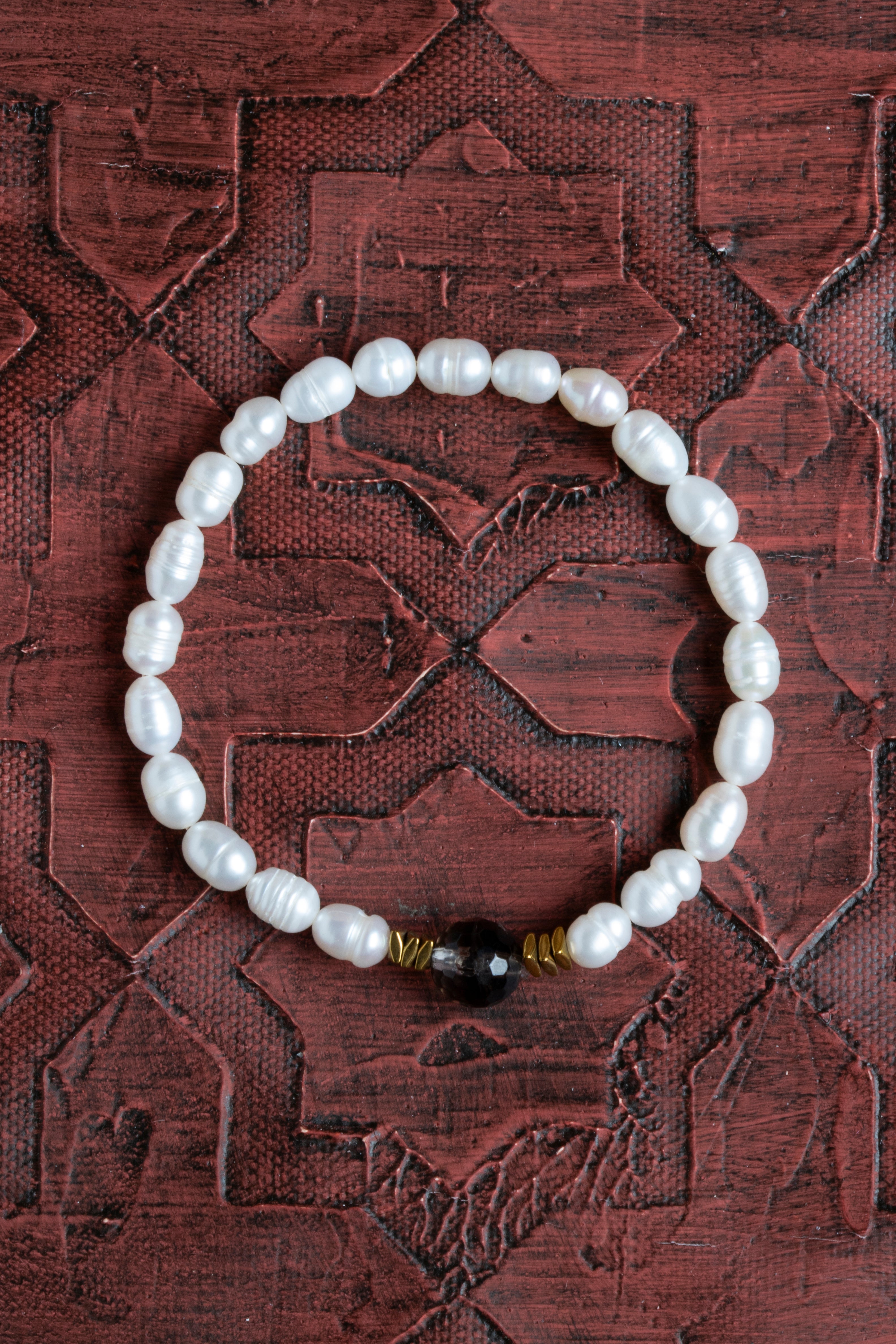 Laboratory Certified Pearl & Smoky Quartz Natural Stone Bracelet