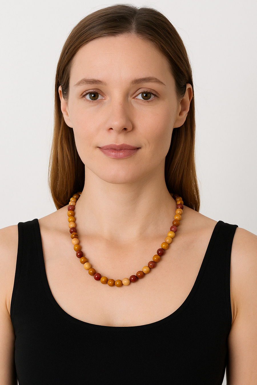 Laboratory Certified Jasper 8 mm Natural Stone Necklace