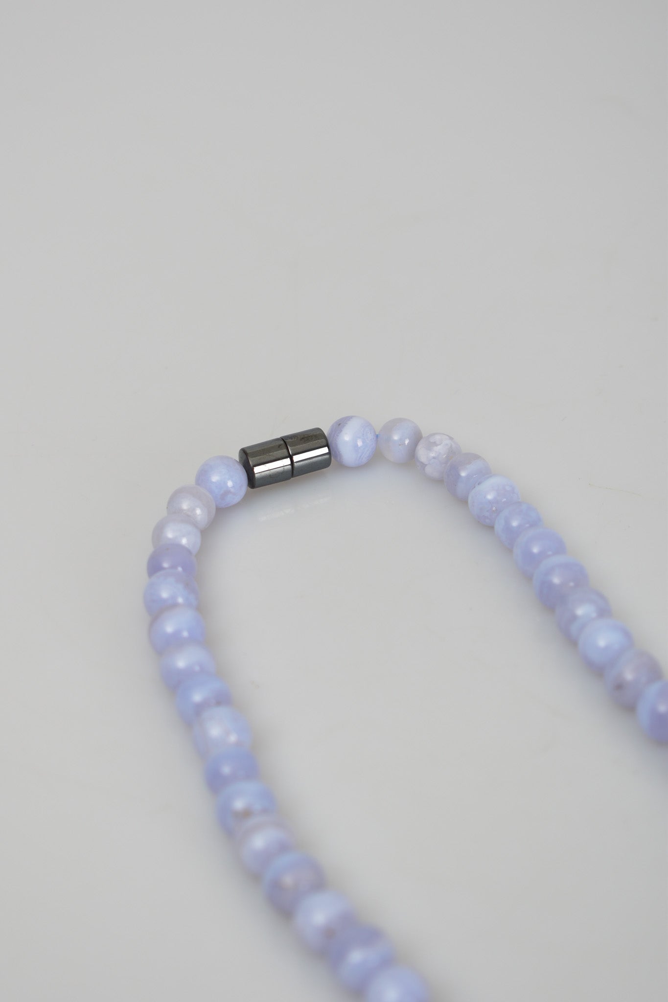 Laboratory Certified Chalcedony 8 mm Natural Stone Necklace