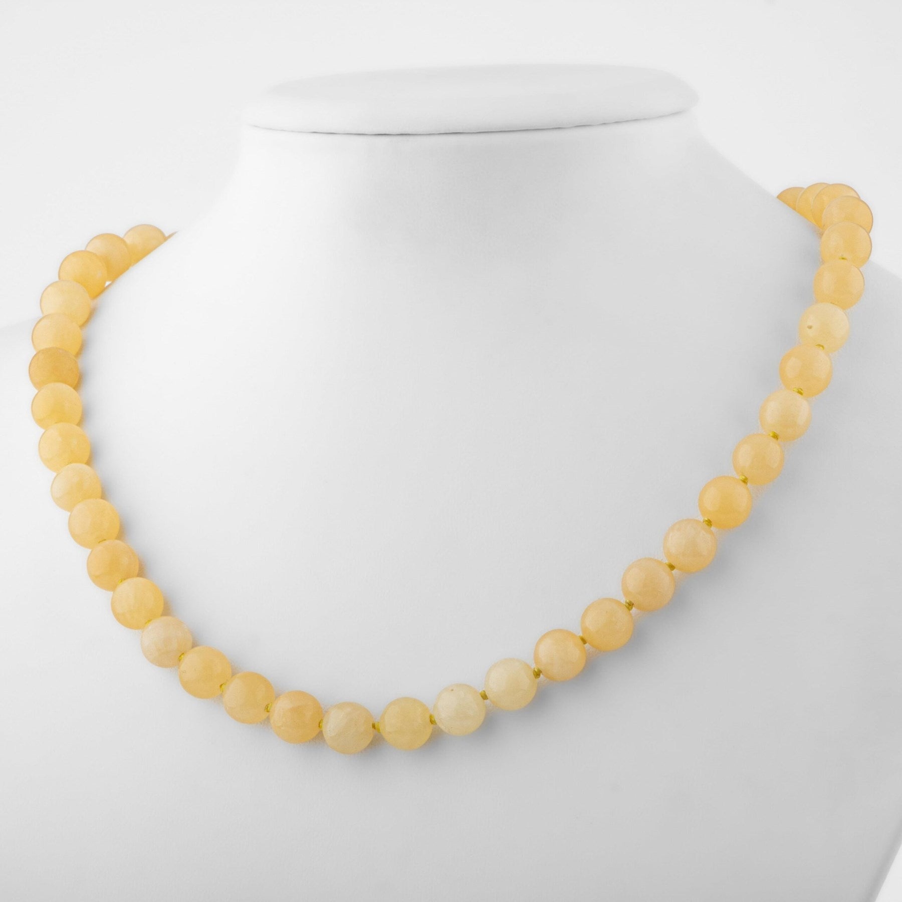 Laboratory Certified Calcite 8 mm Knotted Natural Stone Necklace