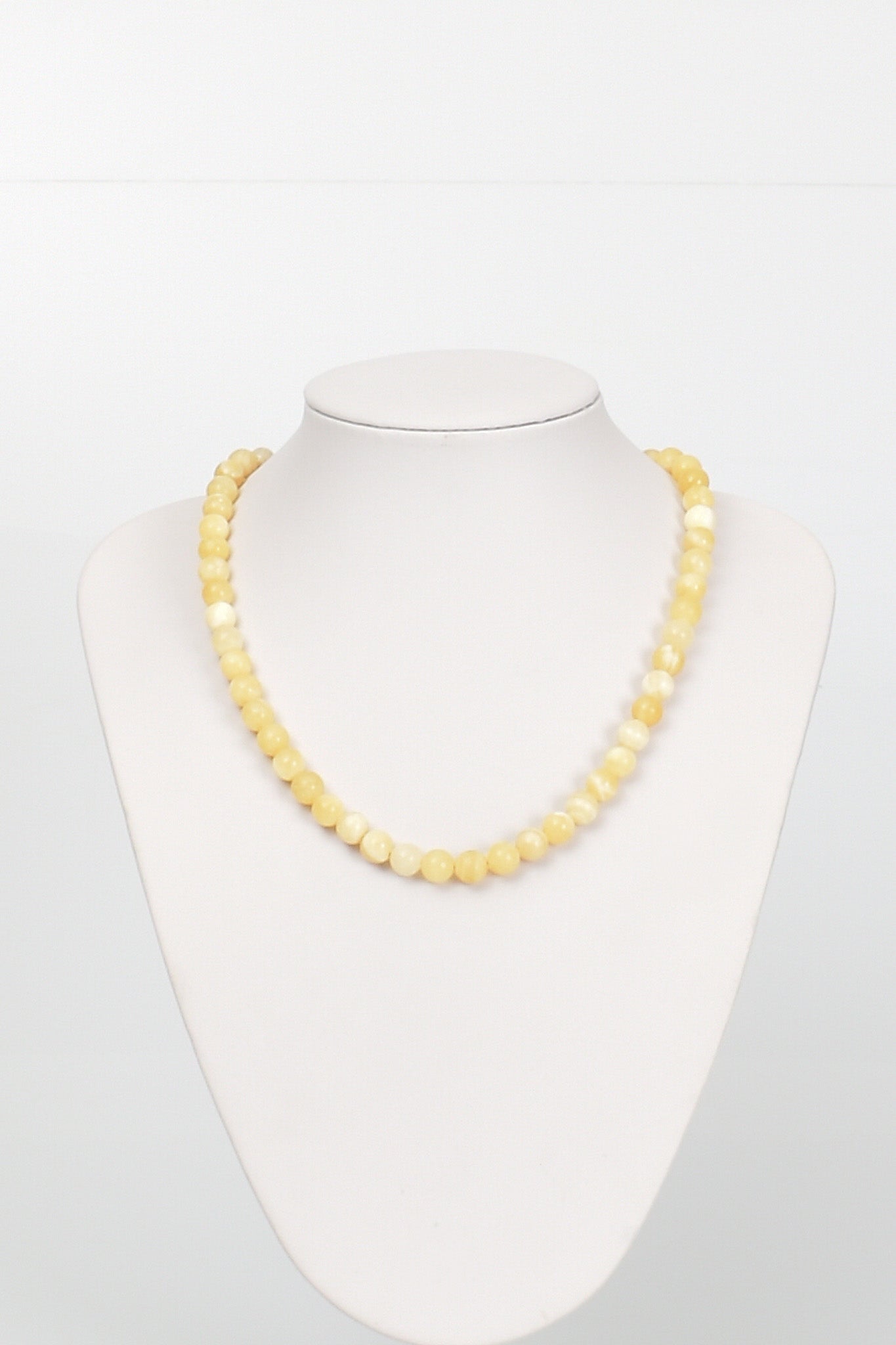 Laboratory Certified Calcite 8 mm Natural Stone Necklace