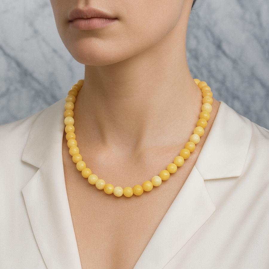 Laboratory Certified Calcite 8 mm Natural Stone Necklace