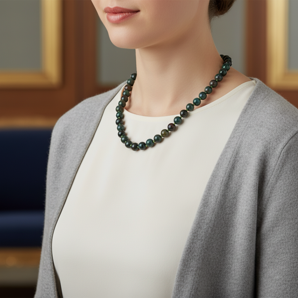 Laboratory Certified Bloodstone 6 mm Knotted Natural Stone Necklace