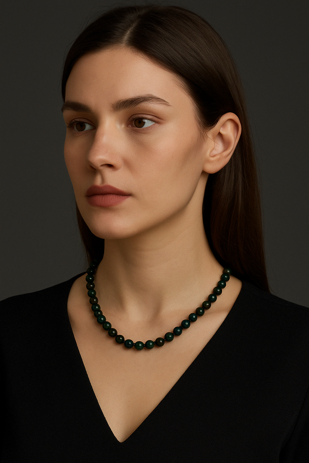 Laboratory Certified Bloodstone 8 mm Knotted Natural Stone Necklace