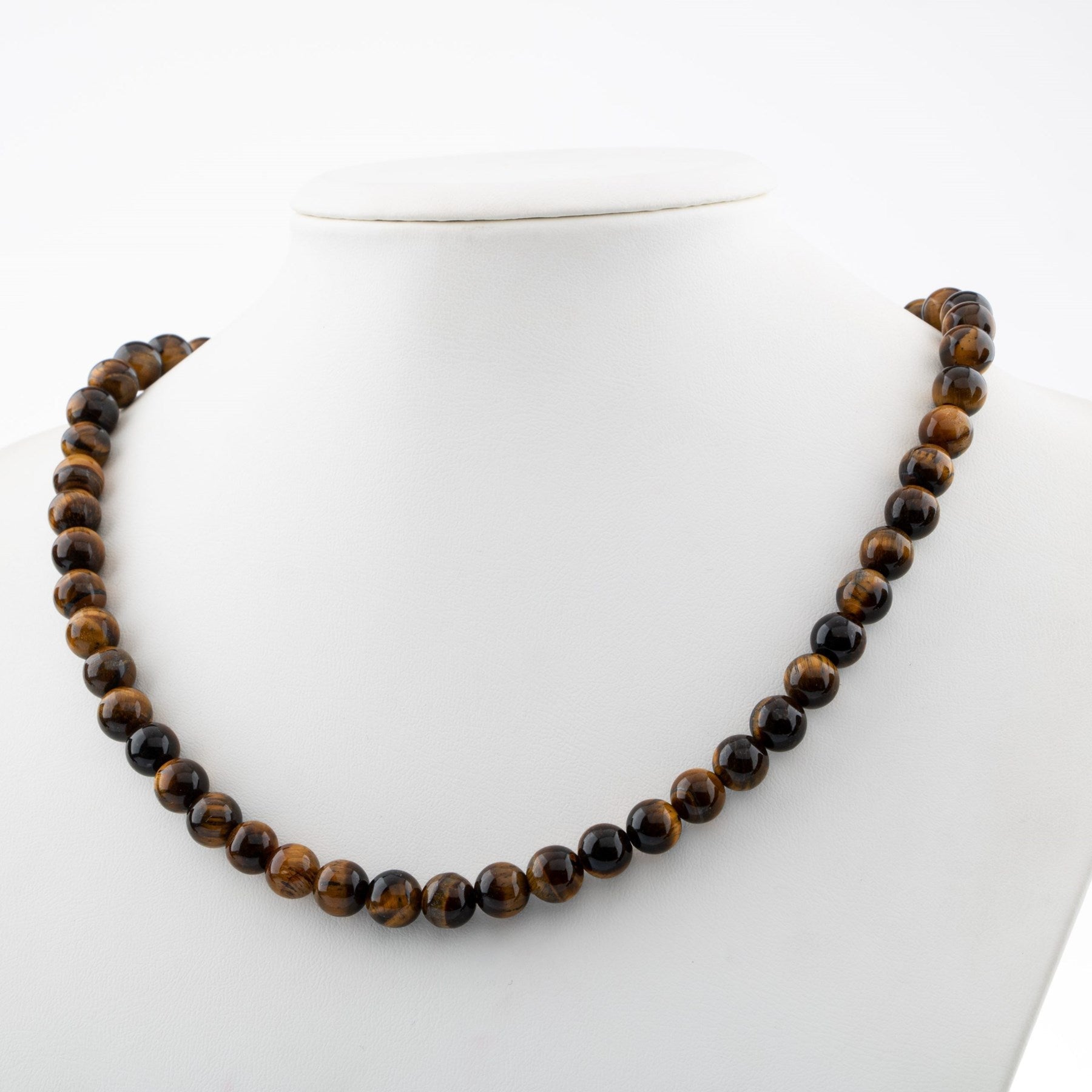 Laboratory Certified Tiger’s Eye 8 mm Natural Stone Necklace