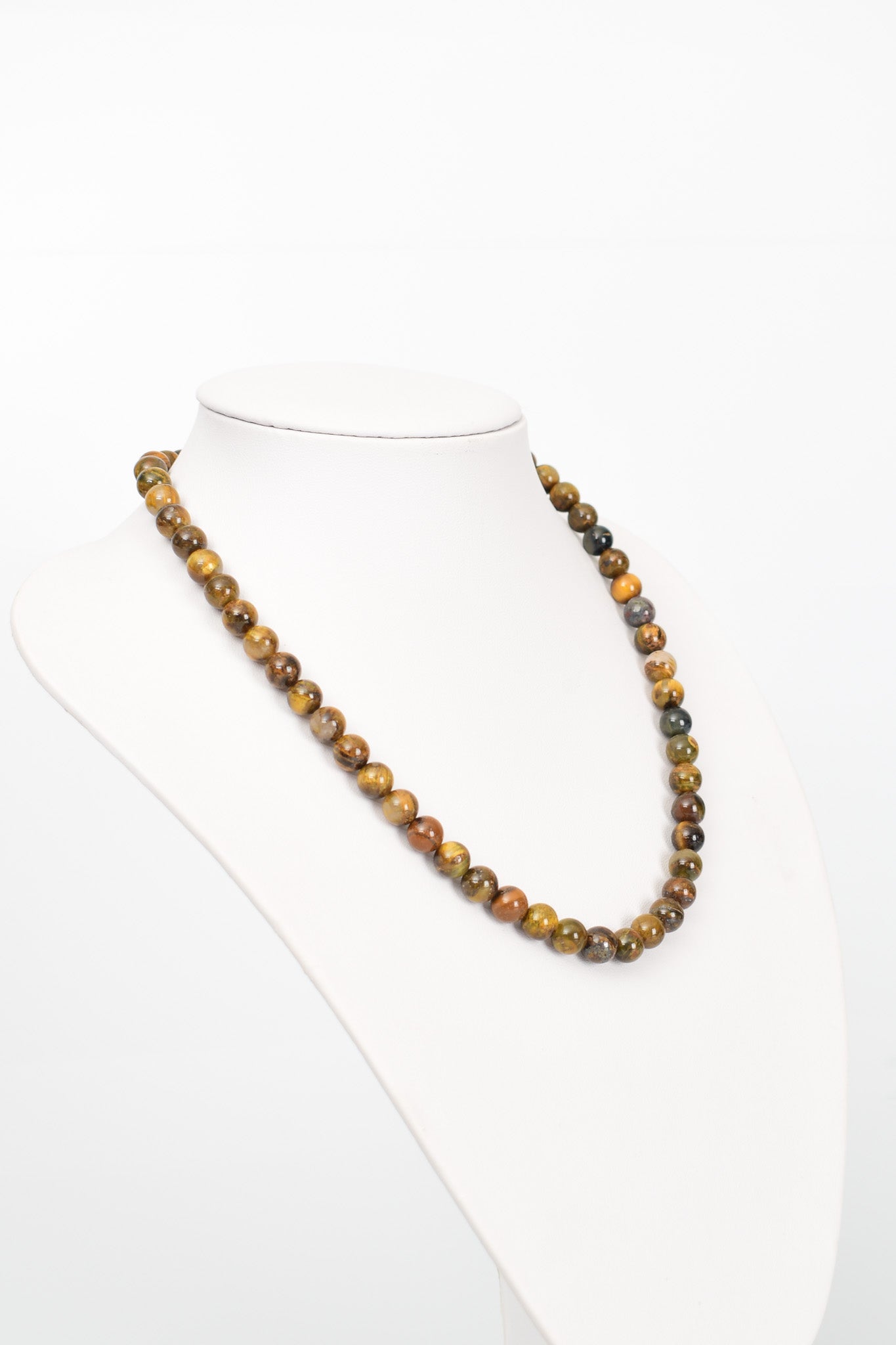 Laboratory Certified Tiger’s Eye 8 mm Natural Stone Necklace