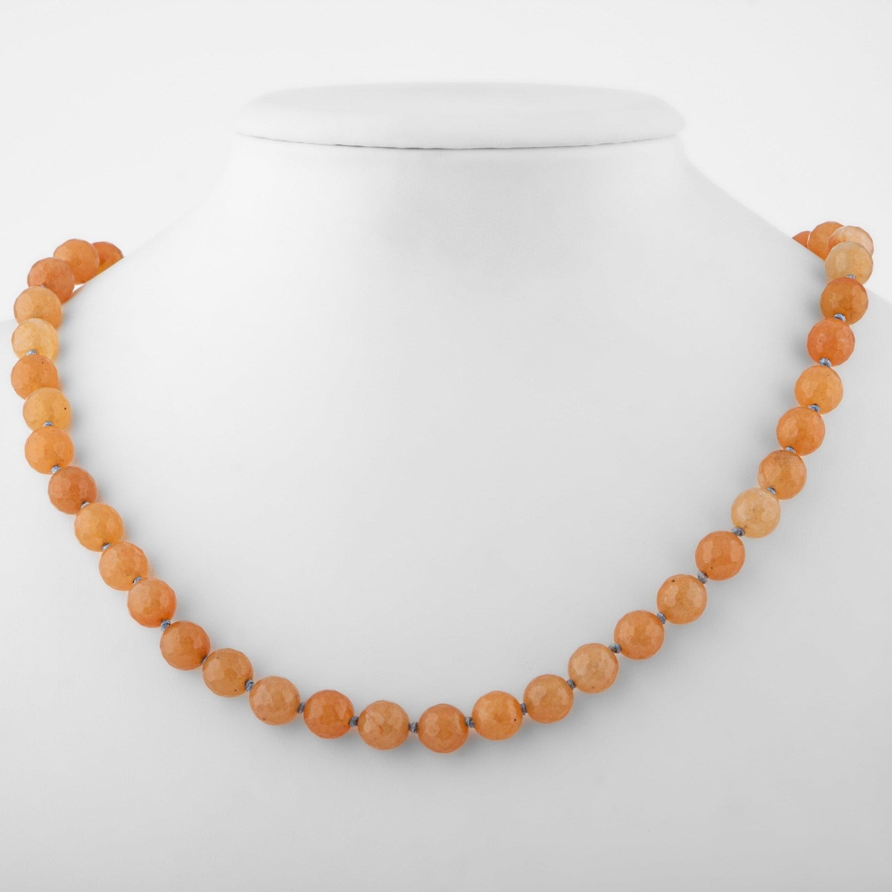 Laboratory Certified Carnelian Agate 8 mm Knotted Strung Natural Stone Necklace