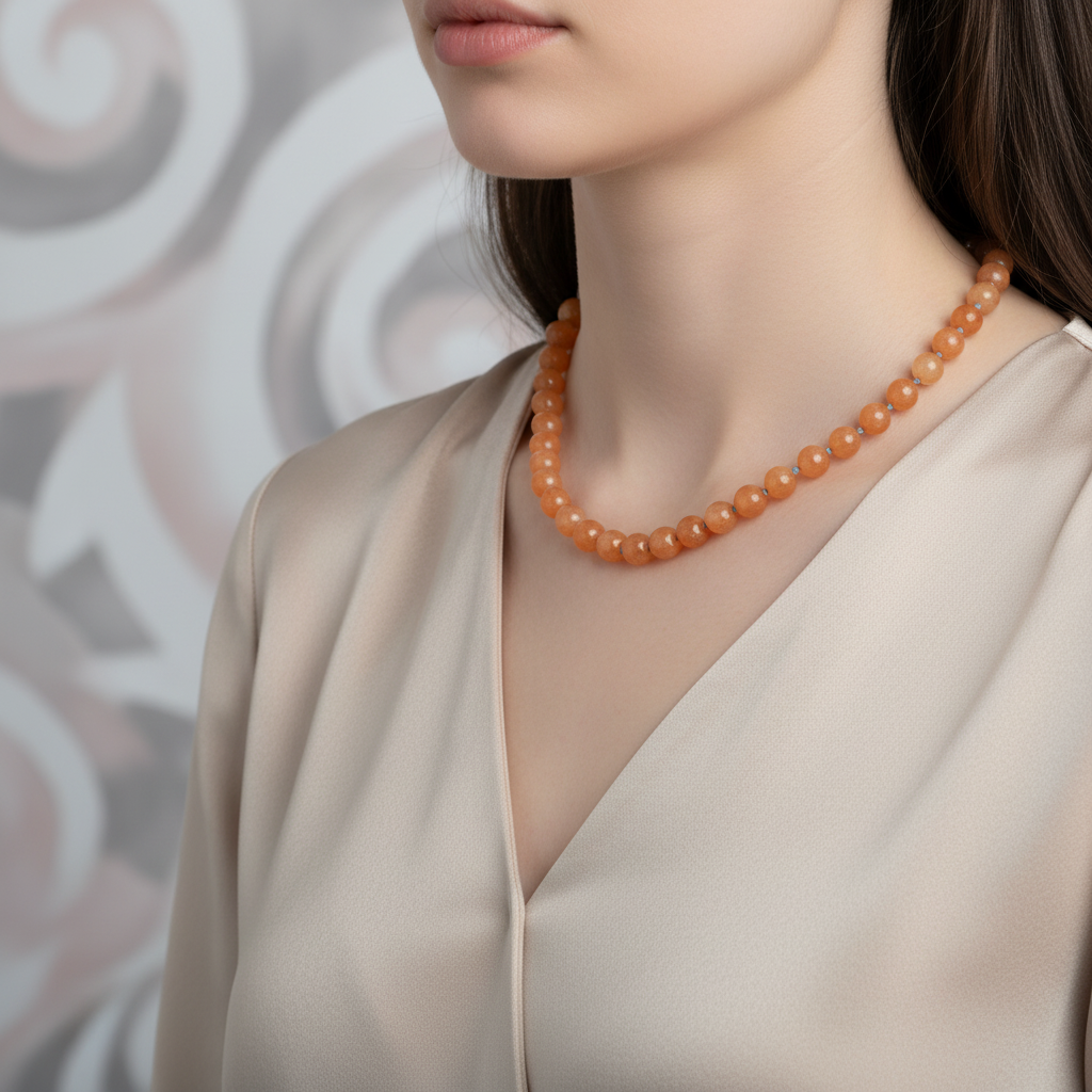 Laboratory Certified Carnelian Agate 8 mm Knotted Strung Natural Stone Necklace