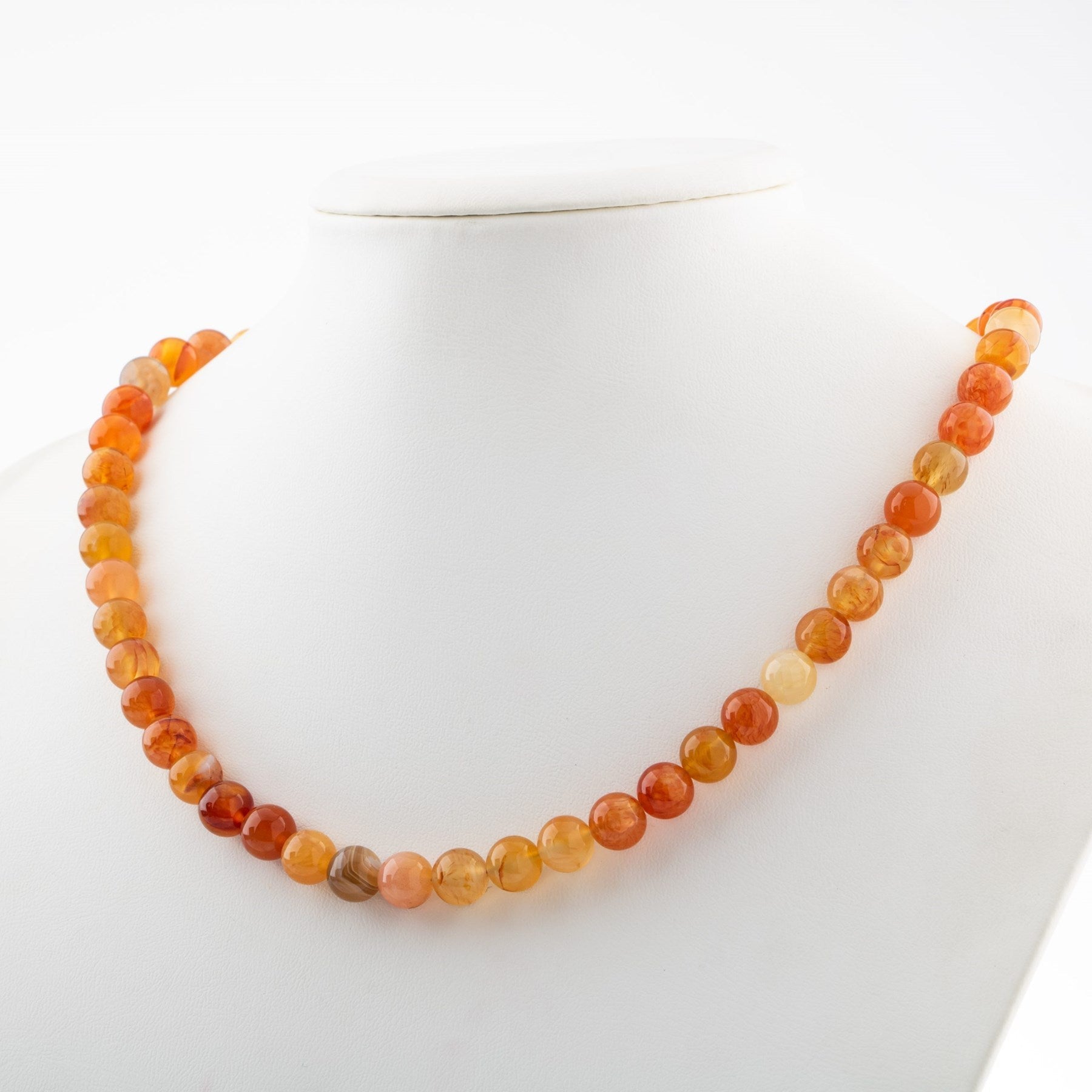 Laboratory Certified Carnelian Agate 8 mm Natural Stone Necklace