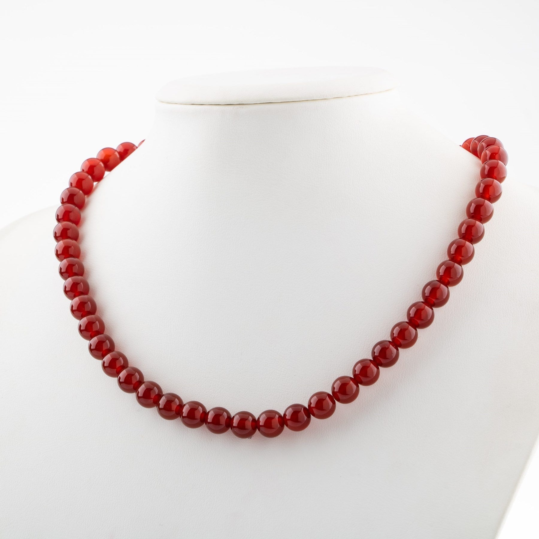 Laboratory Certified Red Agate 8 mm Natural Stone Necklace