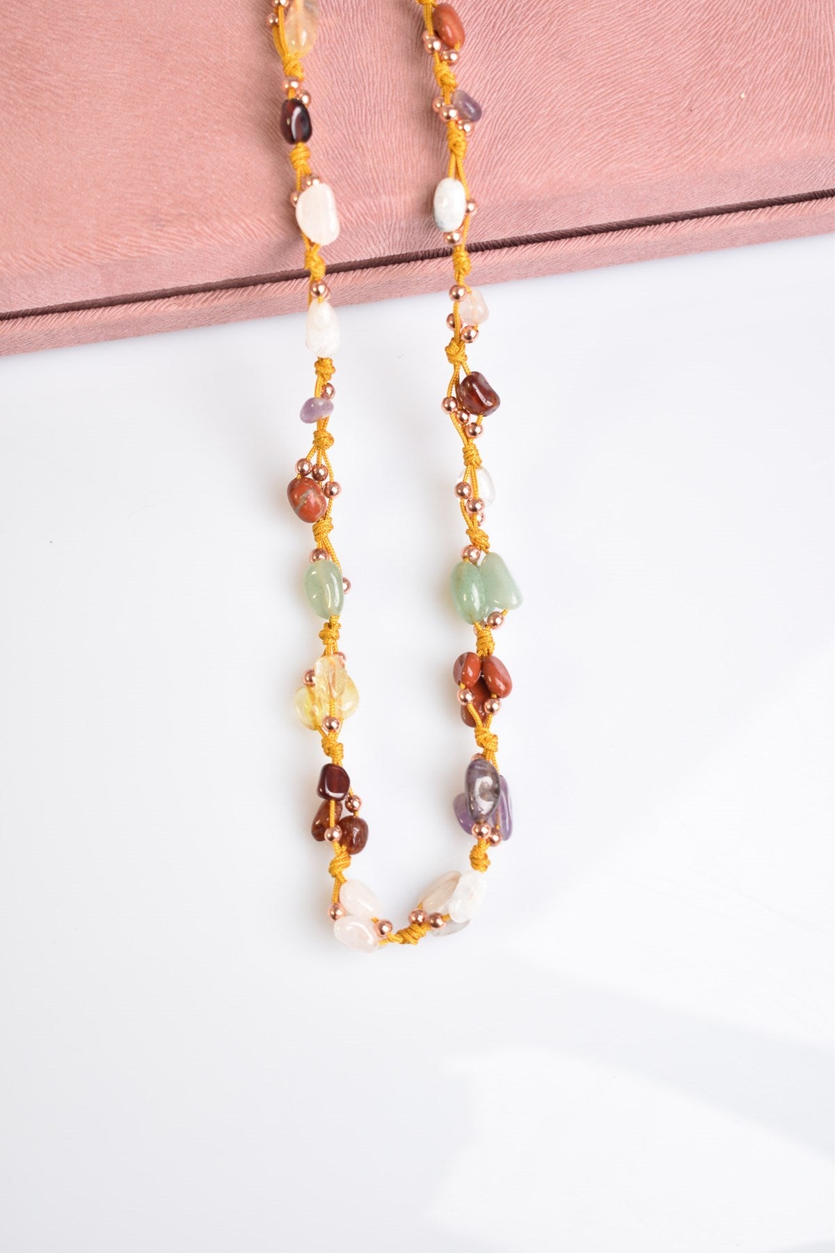 Laboratory Certified Aries Zodiac Natural Stone Macramé Necklace