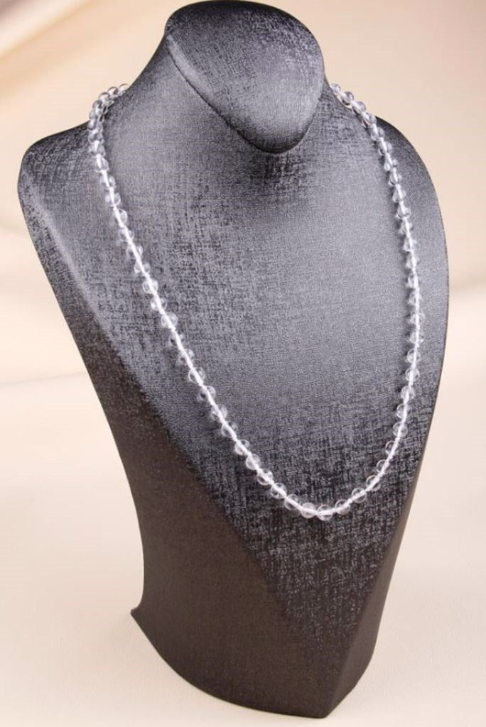 Laboratory Certified Crystal Quartz Natural Stone Knotted Necklace 6 mm