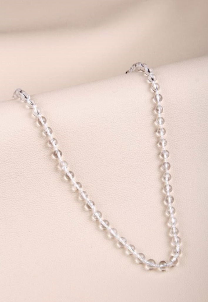 Laboratory Certified Crystal Quartz Natural Stone Knotted Necklace 6 mm