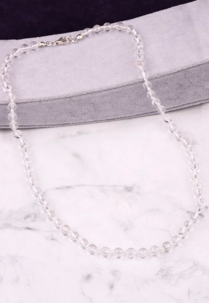 Laboratory Certified Crystal Quartz Natural Stone Knotted Necklace 6 mm