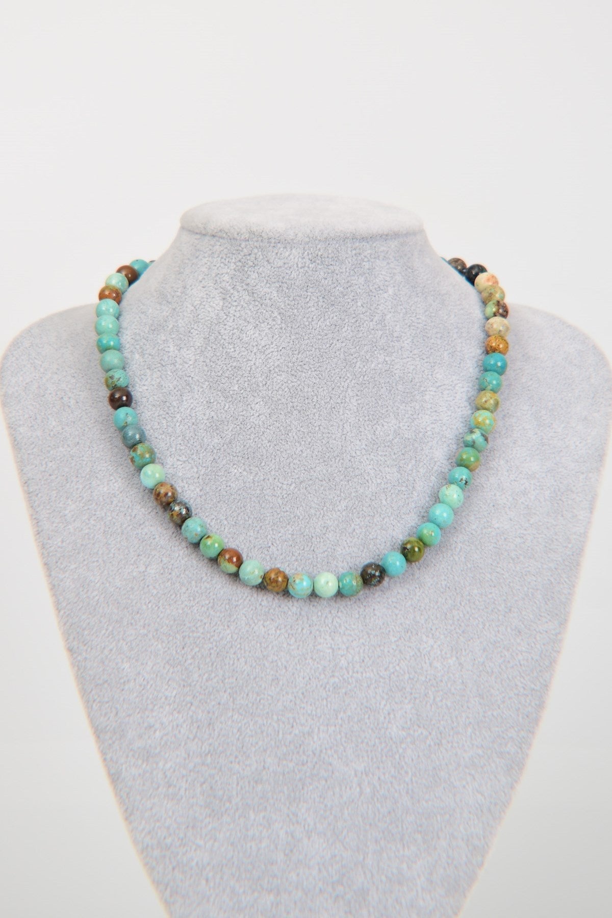 Laboratory Certified Chrysocolla 8 mm Natural Stone Necklace