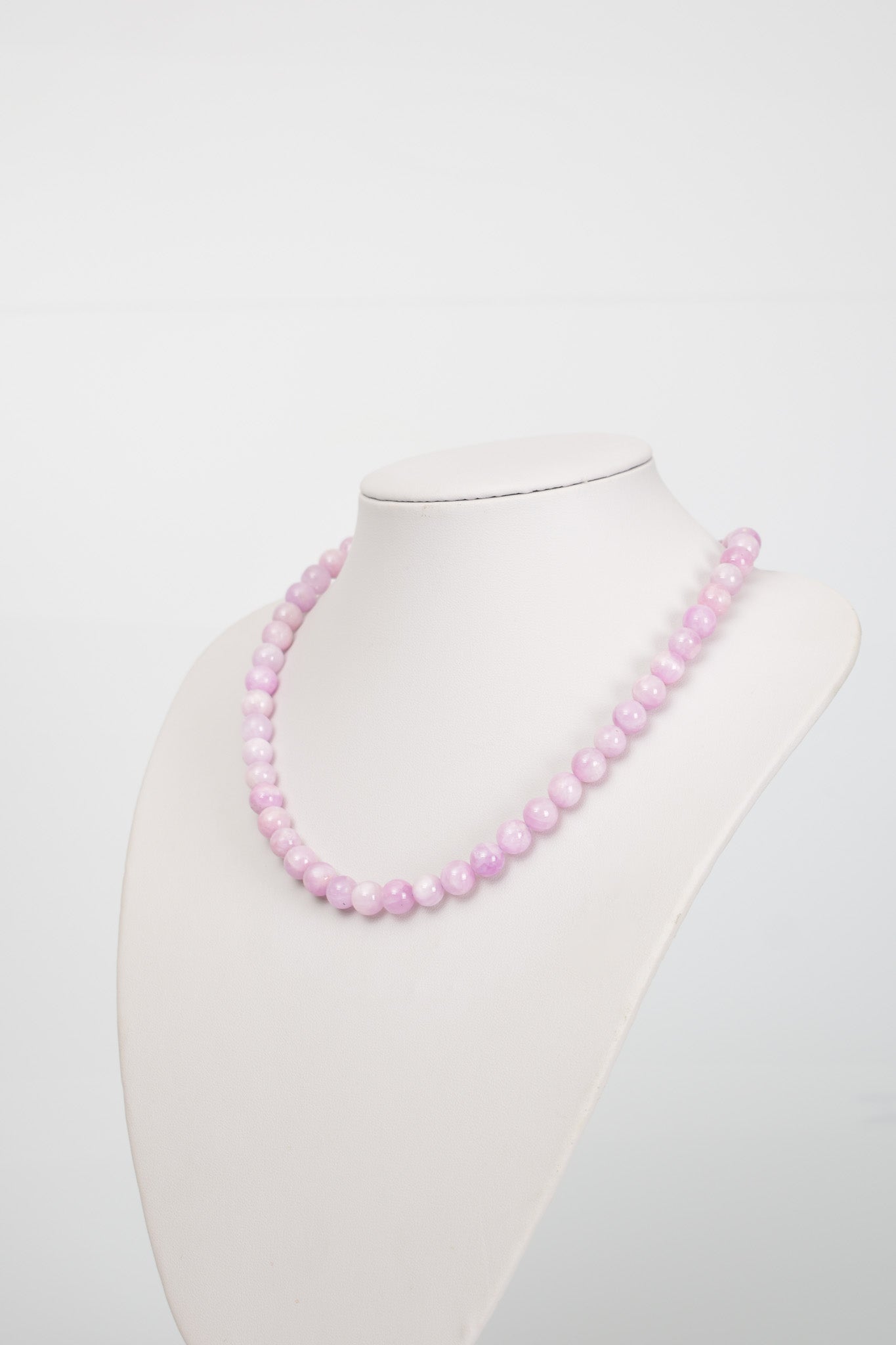 Laboratory Certified Kunzite 8 mm Natural Stone Necklace