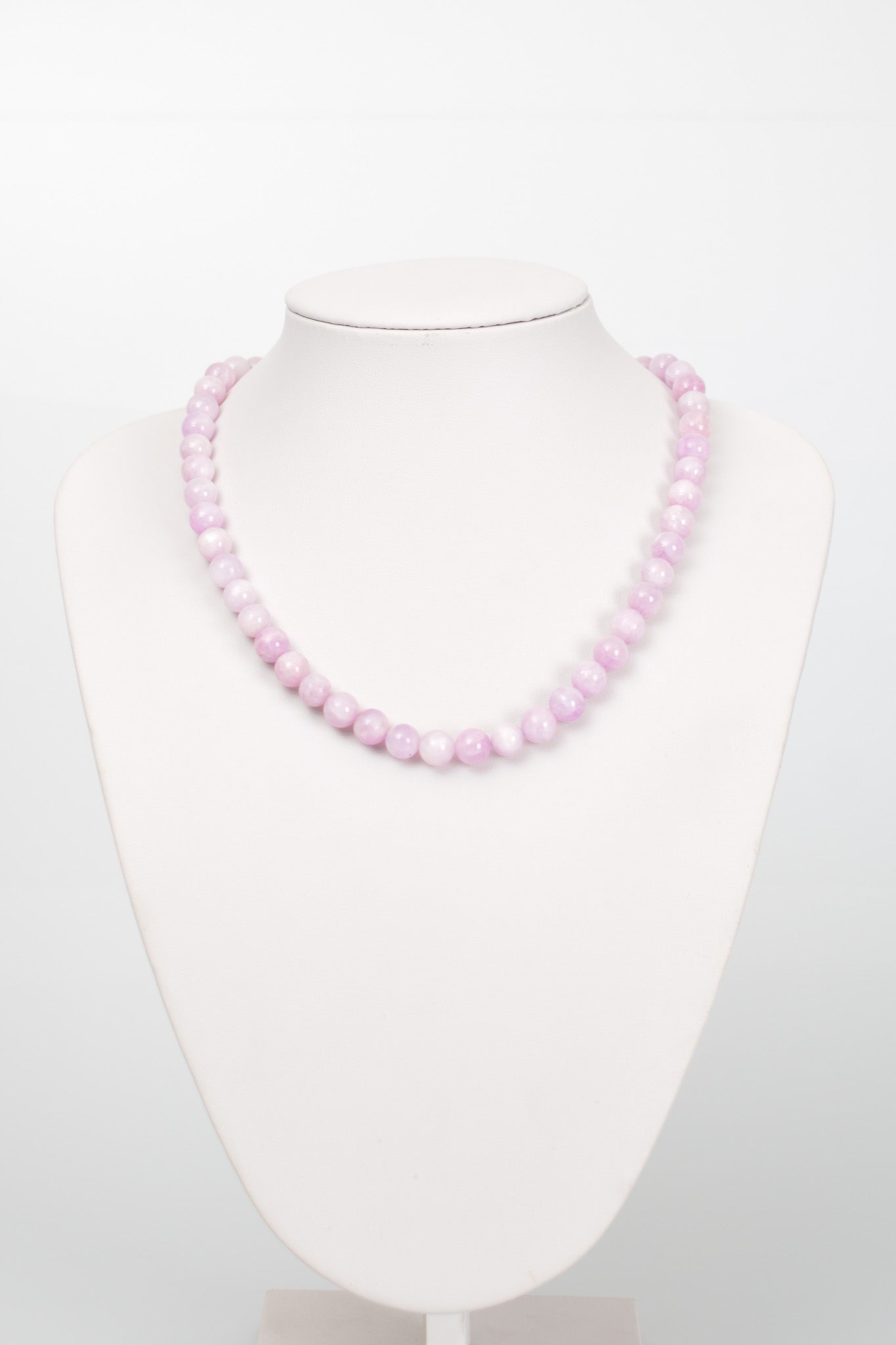 Laboratory Certified Kunzite 8 mm Natural Stone Necklace