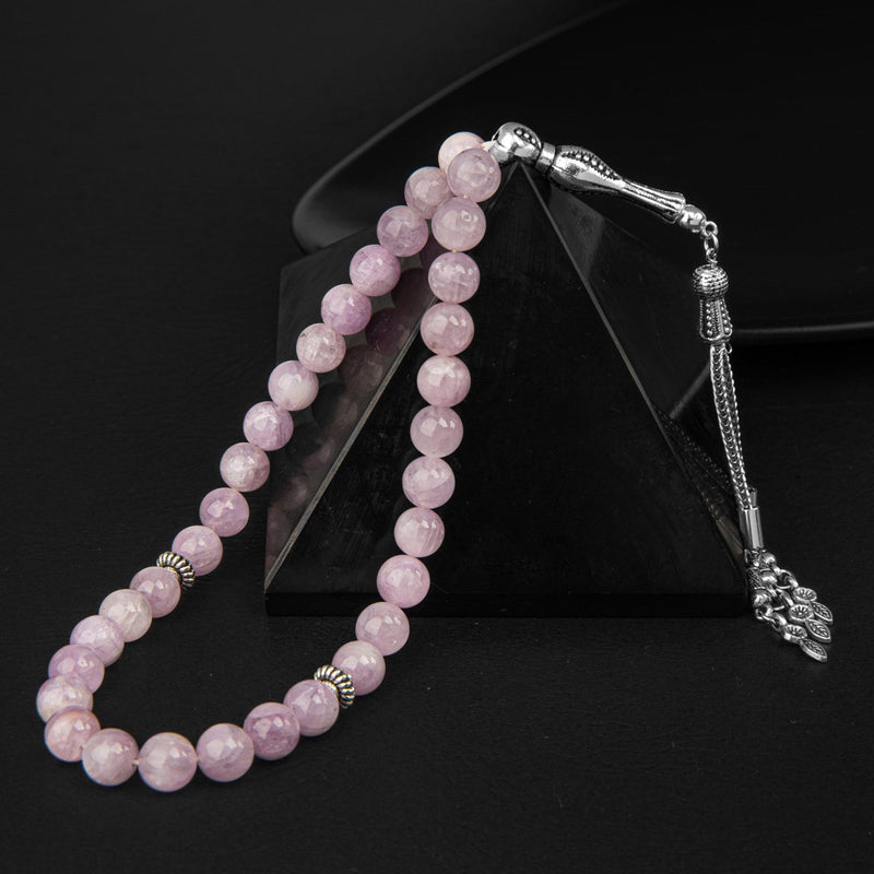 Laboratory Certified Kunzite Natural Gemstone Prayer Beads 33-Bead – 8mm
