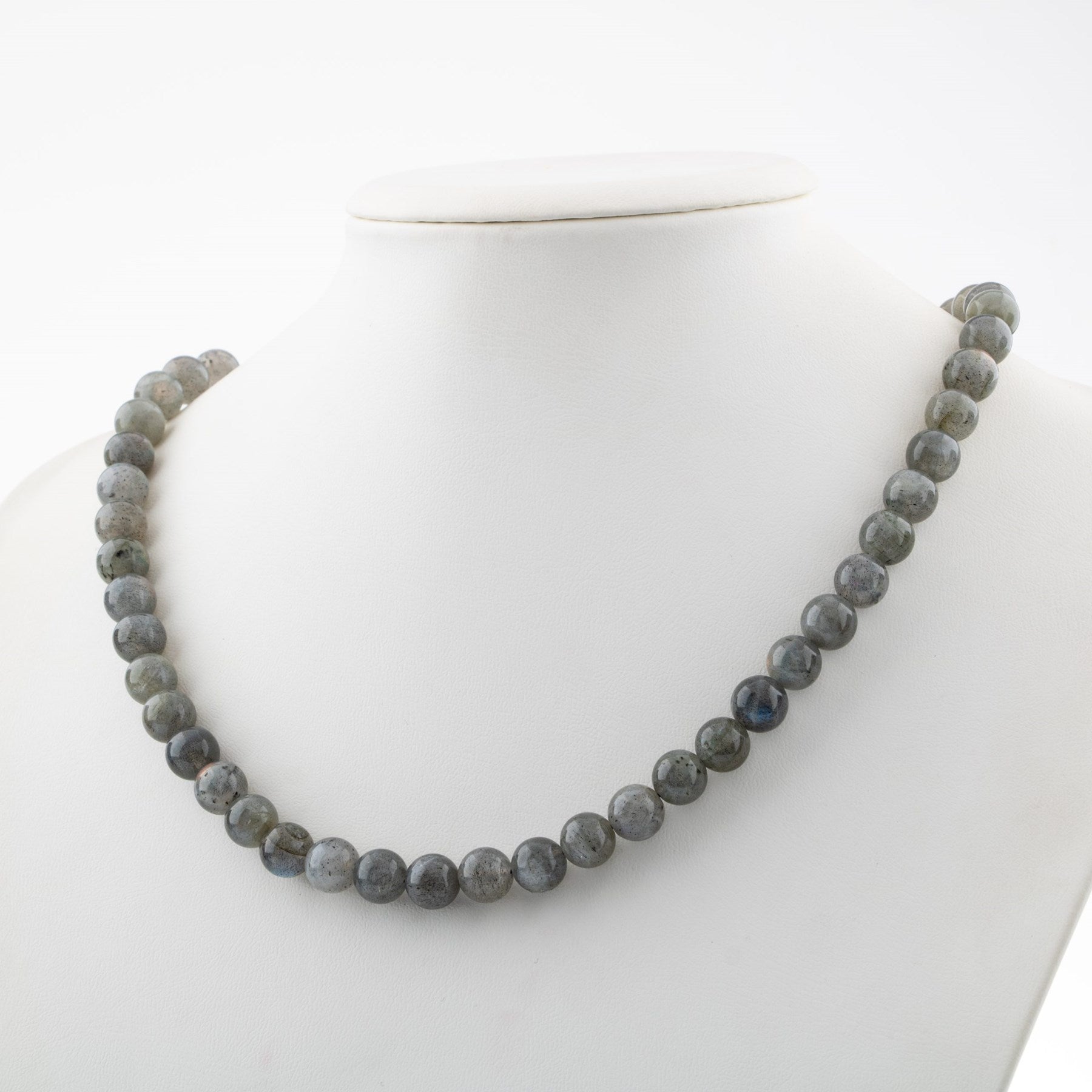 Laboratory Certified Labradorite 8 mm Natural Stone Necklace