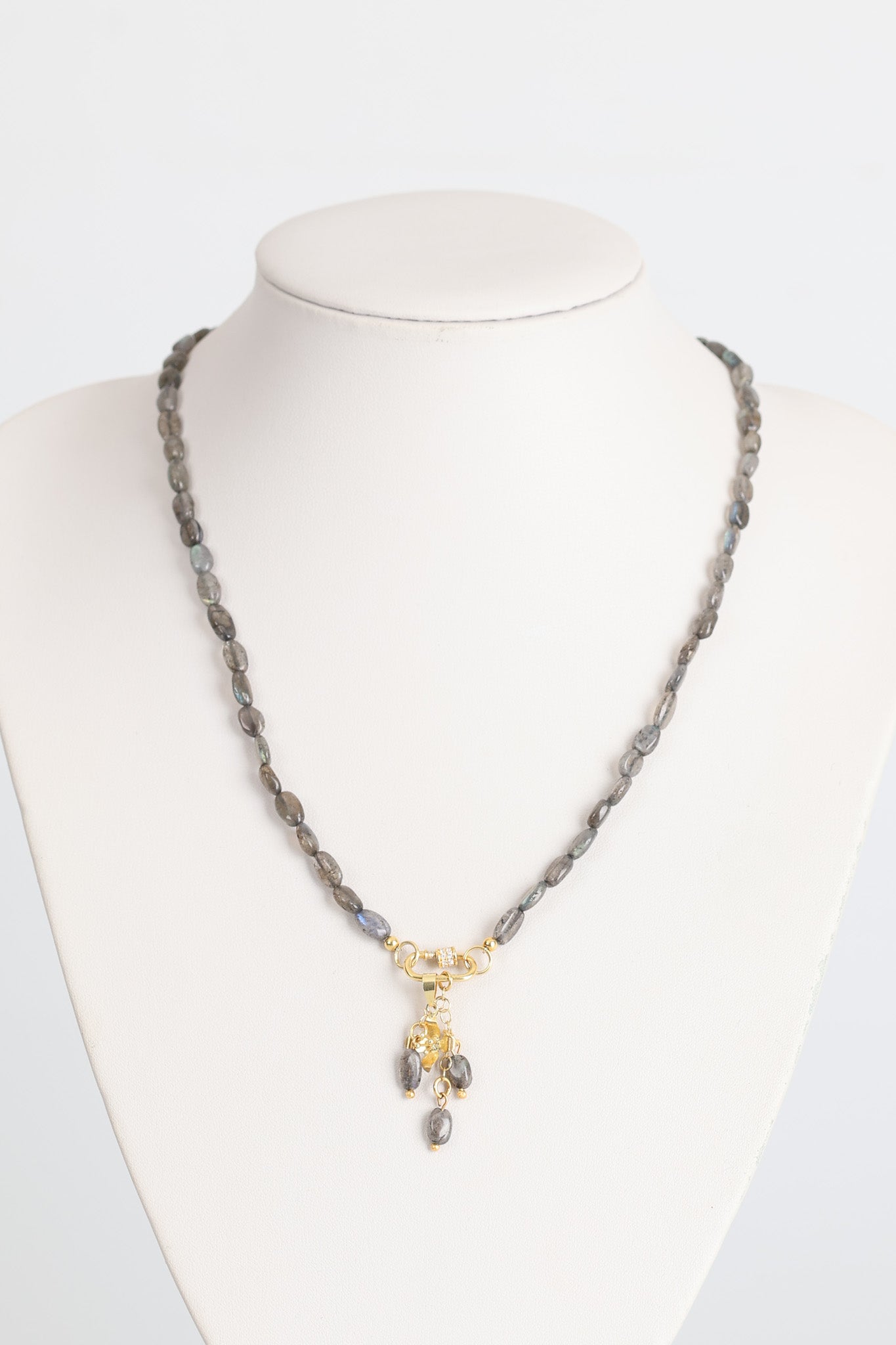 Laboratory Certified Labradorite Natural Stone 925 Sterling Silver Triple-Design Necklace