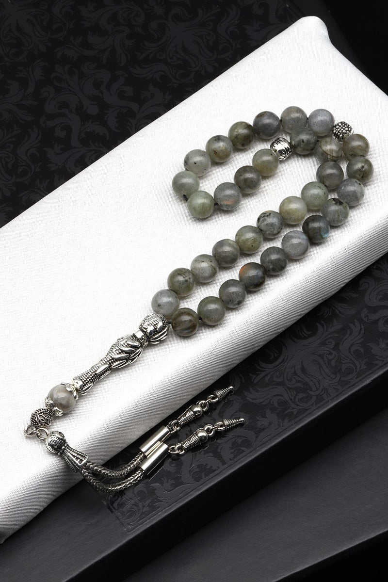 Laboratory Certified Labradorite Natural Gemstone Prayer Beads 8 mm