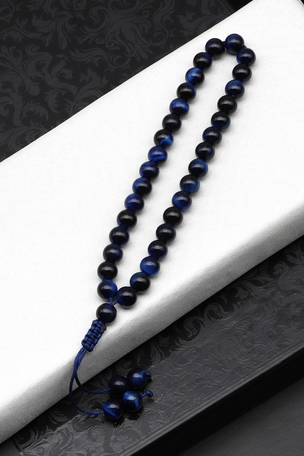 Laboratory Certified  Blue Tiger’s Eye Natural Stone Bracelet  Prayer Beads 6 mm