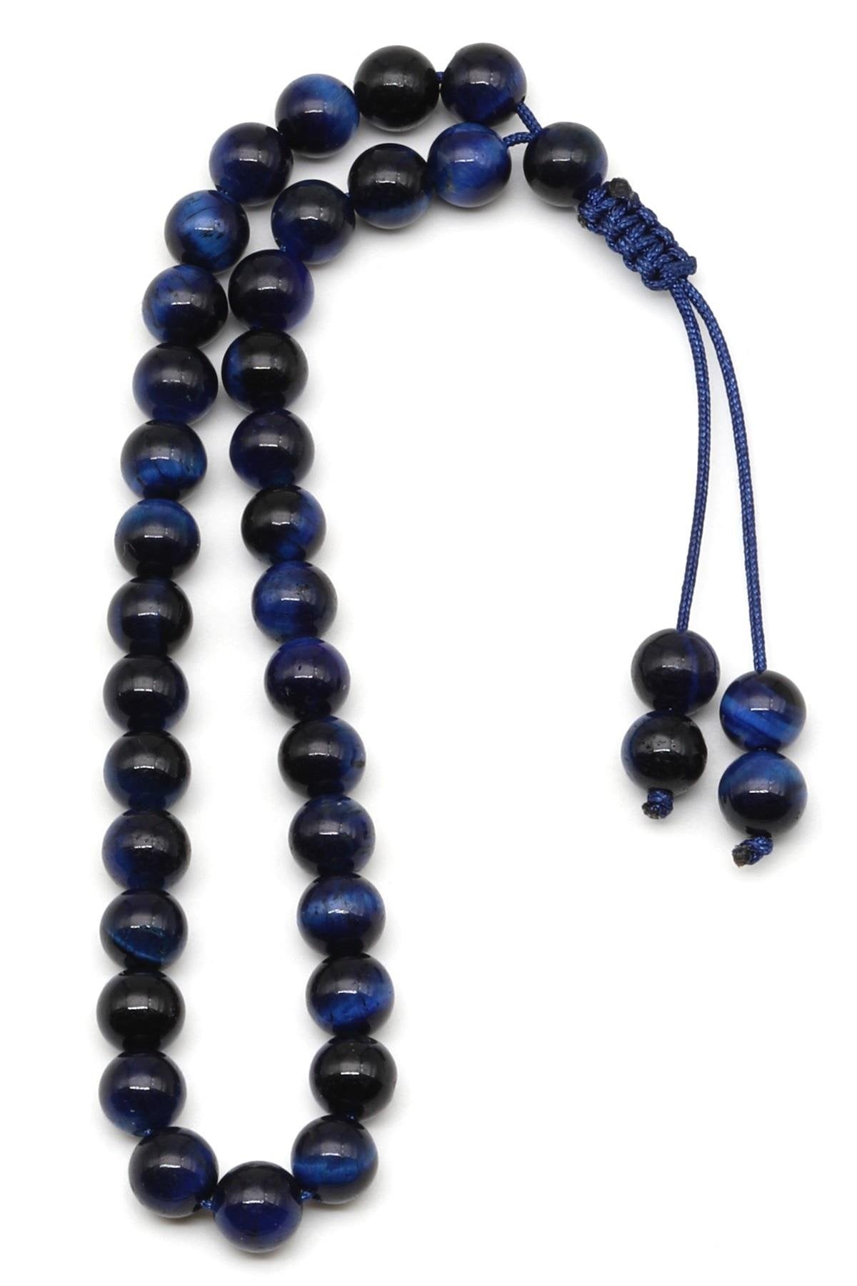 Laboratory Certified  Blue Tiger’s Eye Natural Stone Bracelet  Prayer Beads 6 mm