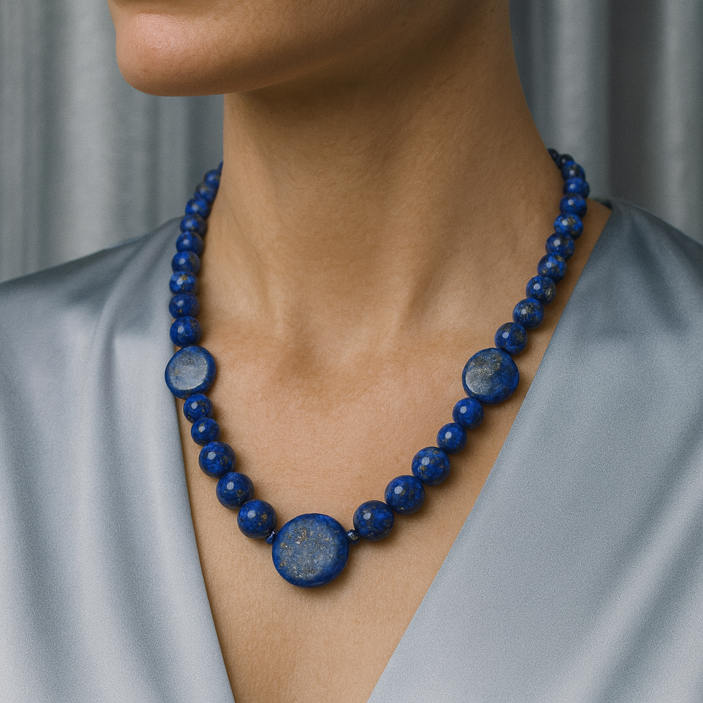 Laboratory Certified Lapis Lazuli Natural Stone 925 Sterling Silver Designer Necklace