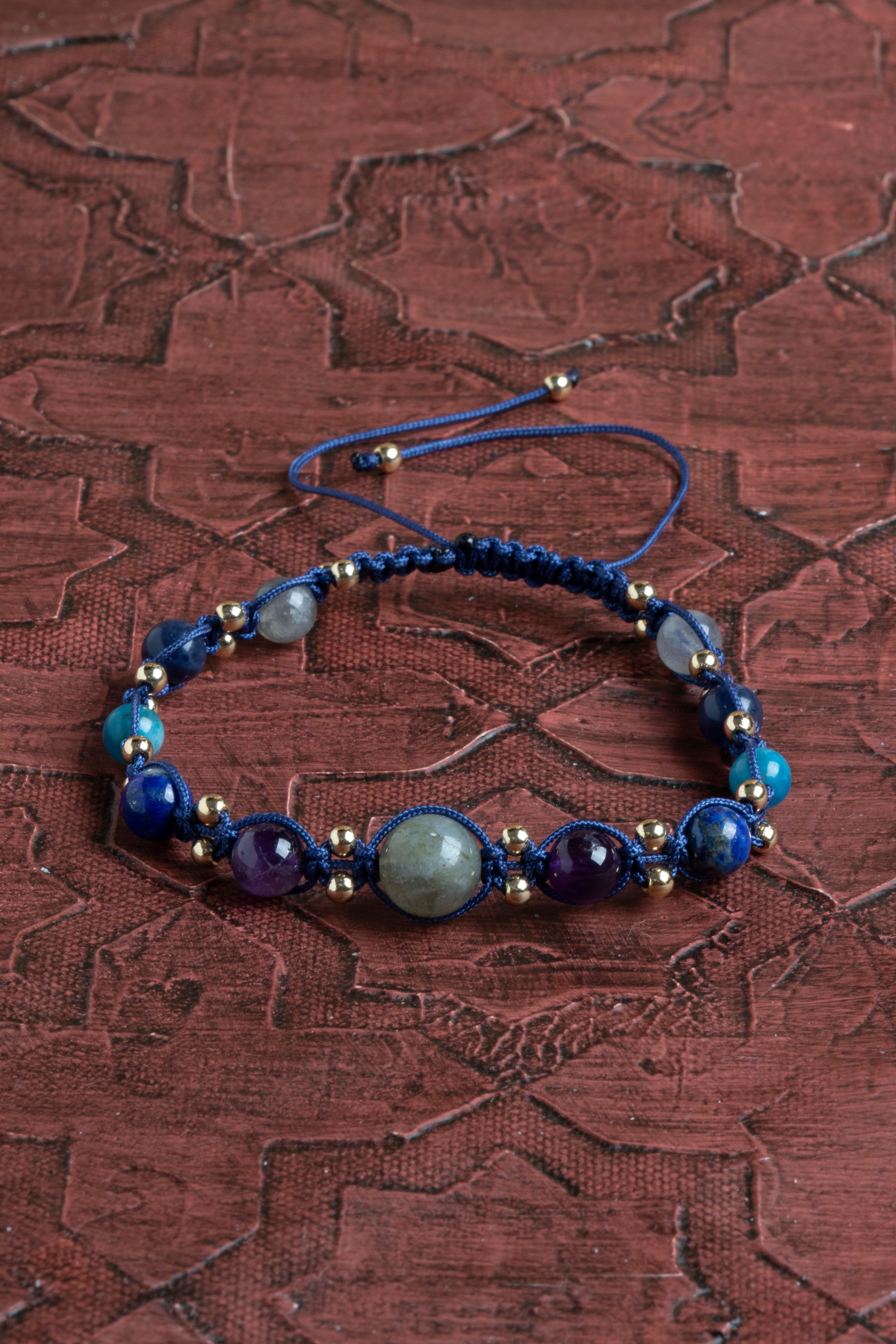 Laboratory Certified Amethyst, Labradorite & Apatite Natural Stone Bracelet