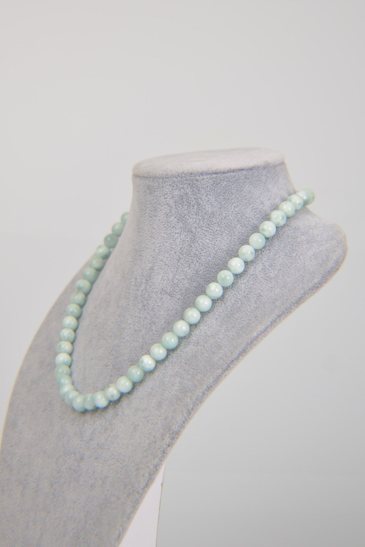 Laboratory Certified Larimar (Opal) 8 mm Natural Stone Necklace