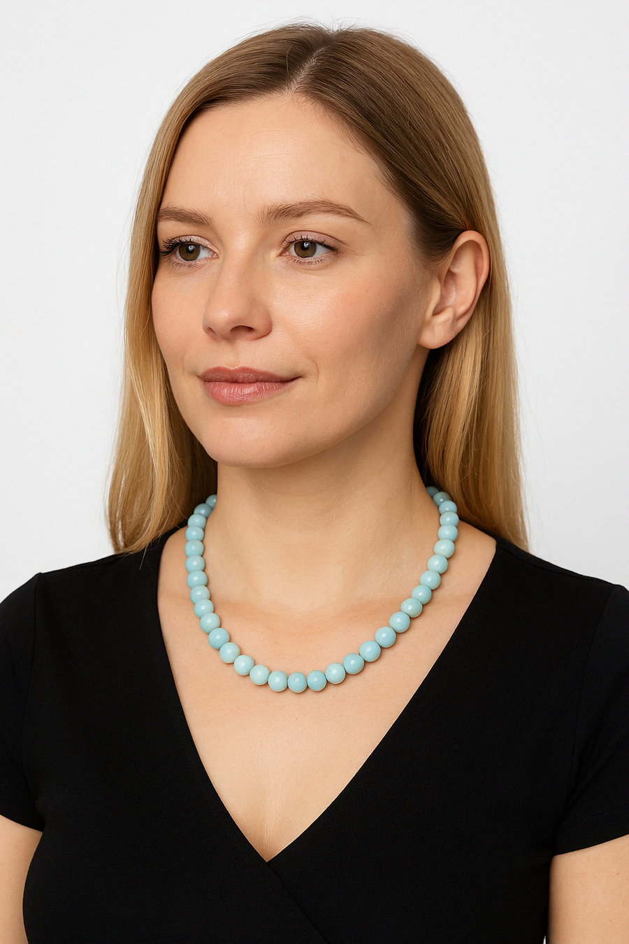 Laboratory Certified Larimar (Opal) 8 mm Natural Stone Necklace