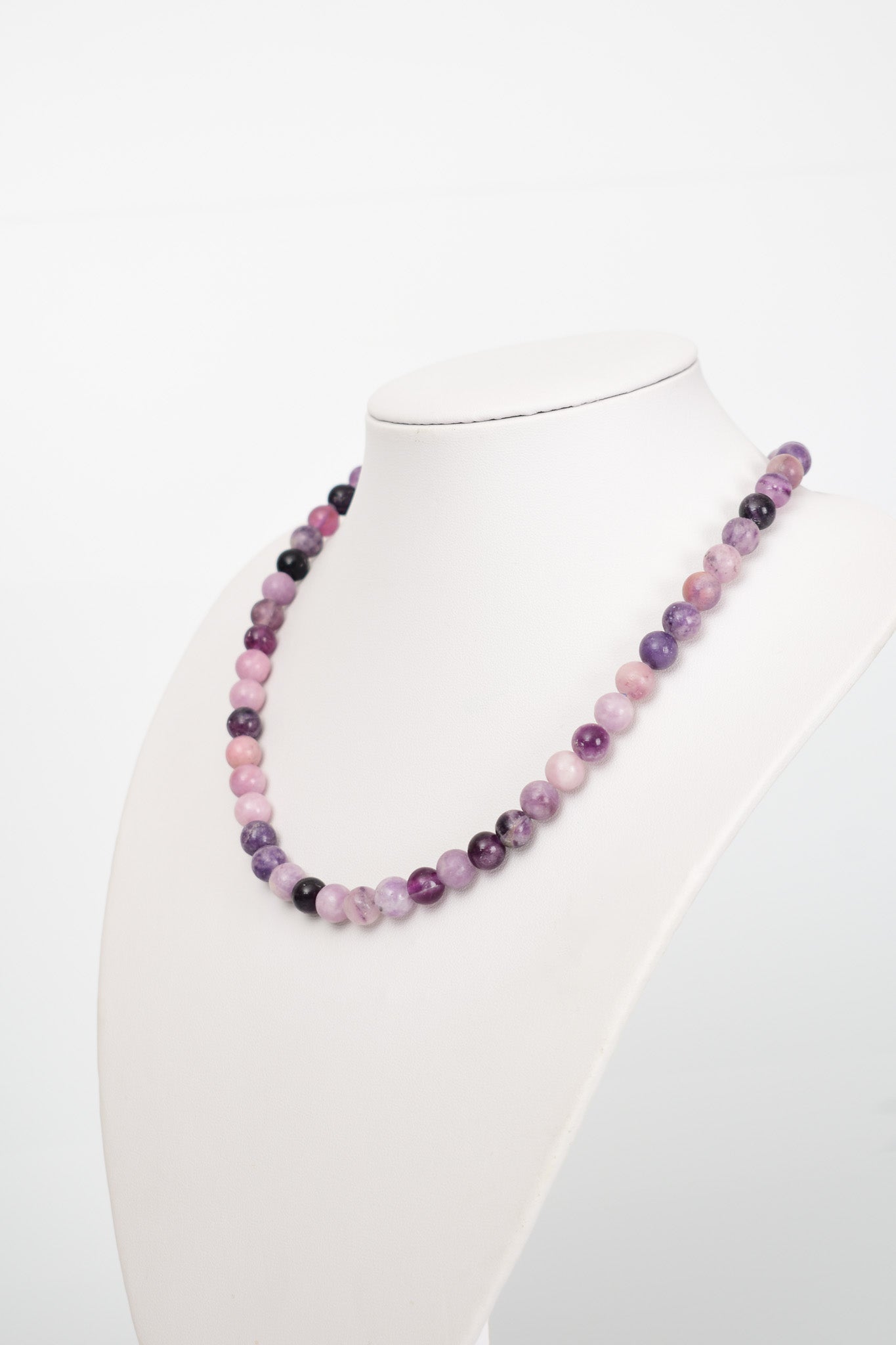 Laboratory Certified Lepidolite 8 mm Natural Stone Necklace