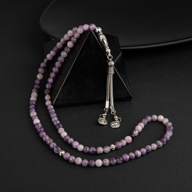 Laboratory Certified Lepidolit Natural Gemstone Prayer Beads 99-Bead – 6mm