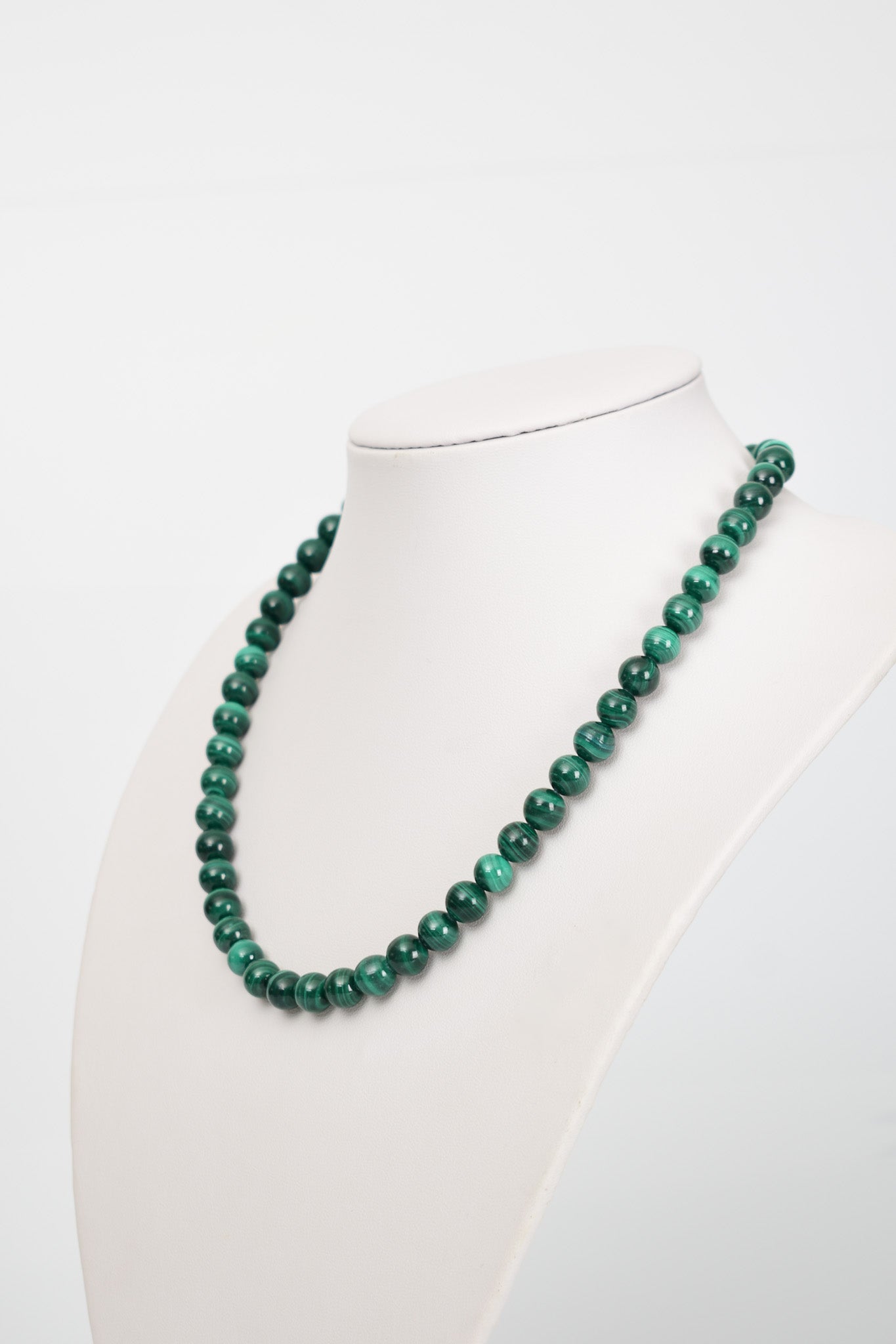 Laboratory Certified Malachite 8 mm Natural Stone Necklace