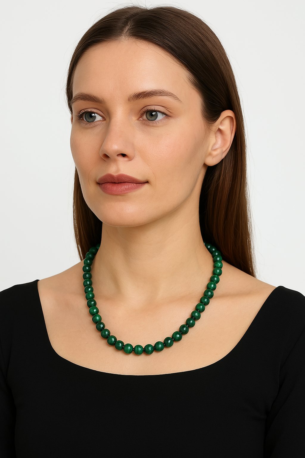 Laboratory Certified Malachite 8 mm Natural Stone Necklace