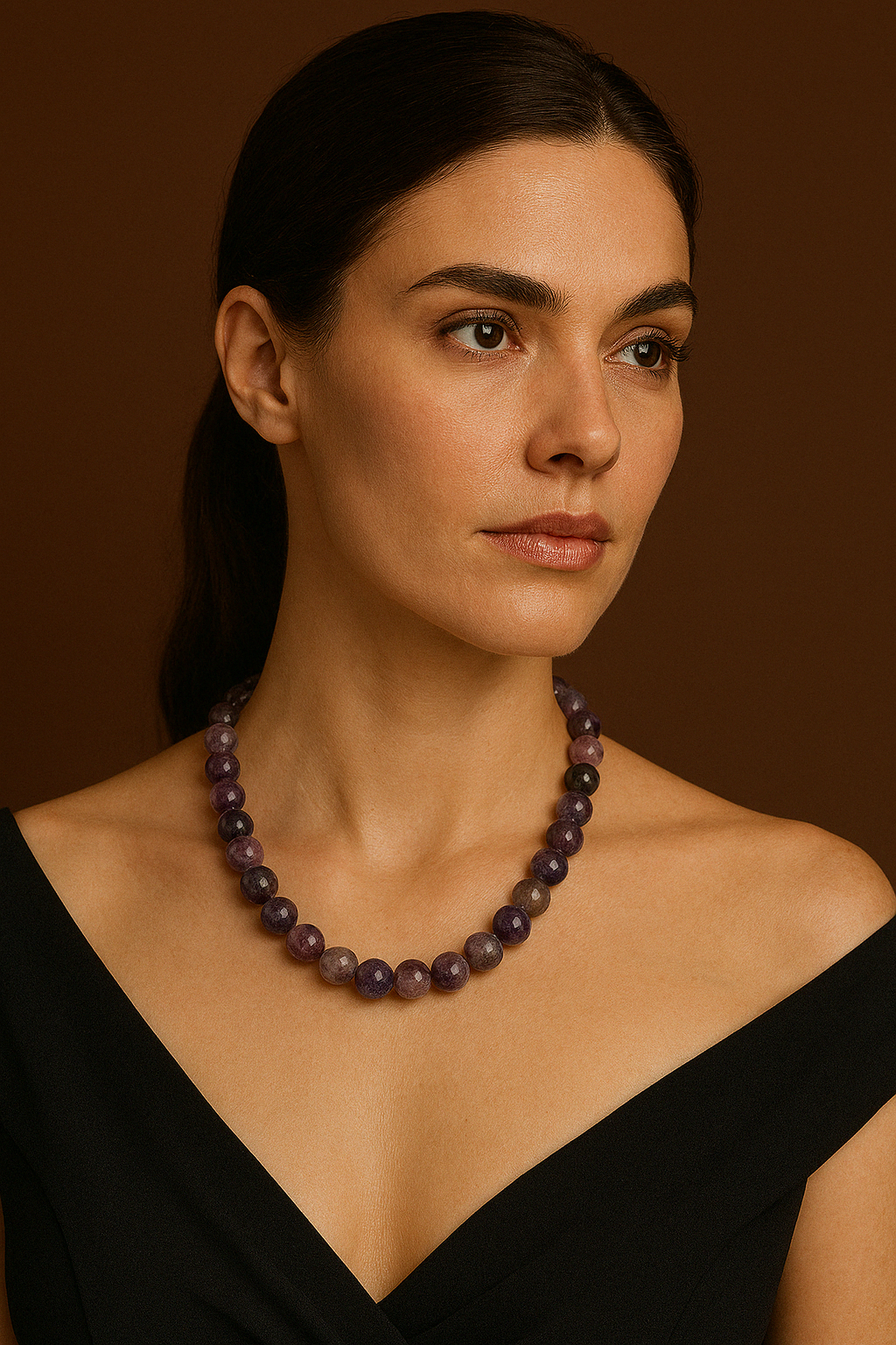 Laboratory Certified Purple Fluorite 8 mm Natural Stone Necklace