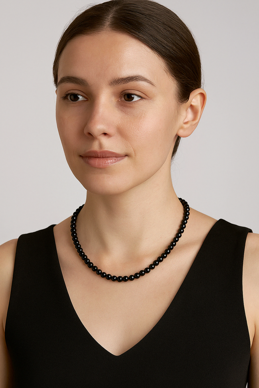 Laboratory Certified Obsidian 6 mm Natural Stone Necklace
