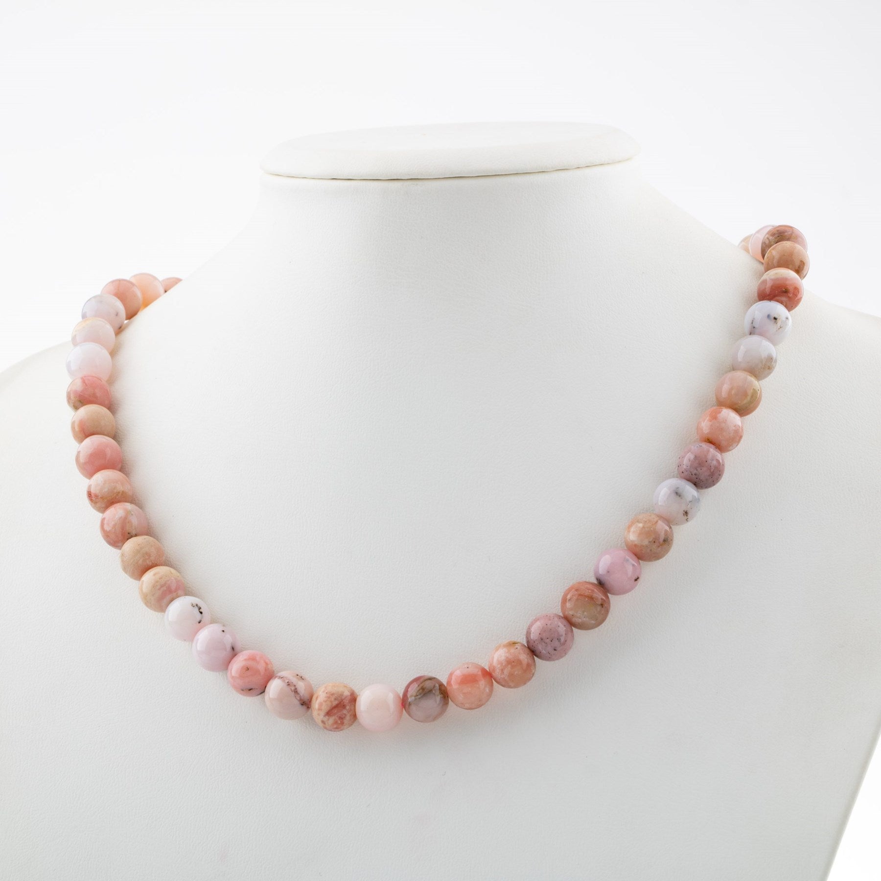 Laboratory Certified Pink Opal 8 mm Natural Stone Necklace
