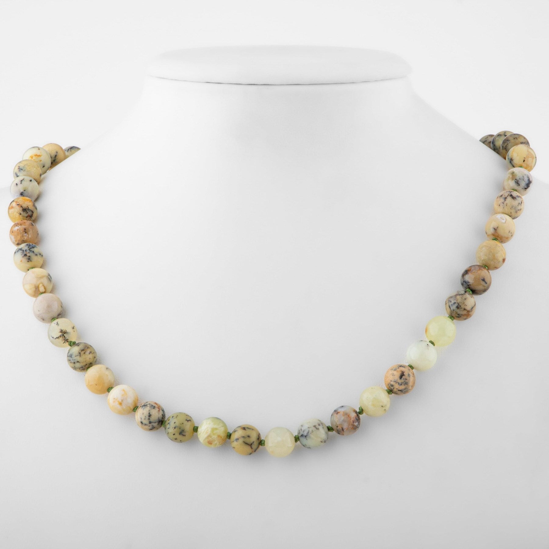 Laboratory Certified Yellow Opal 8 mm Knotted Natural Stone Necklace