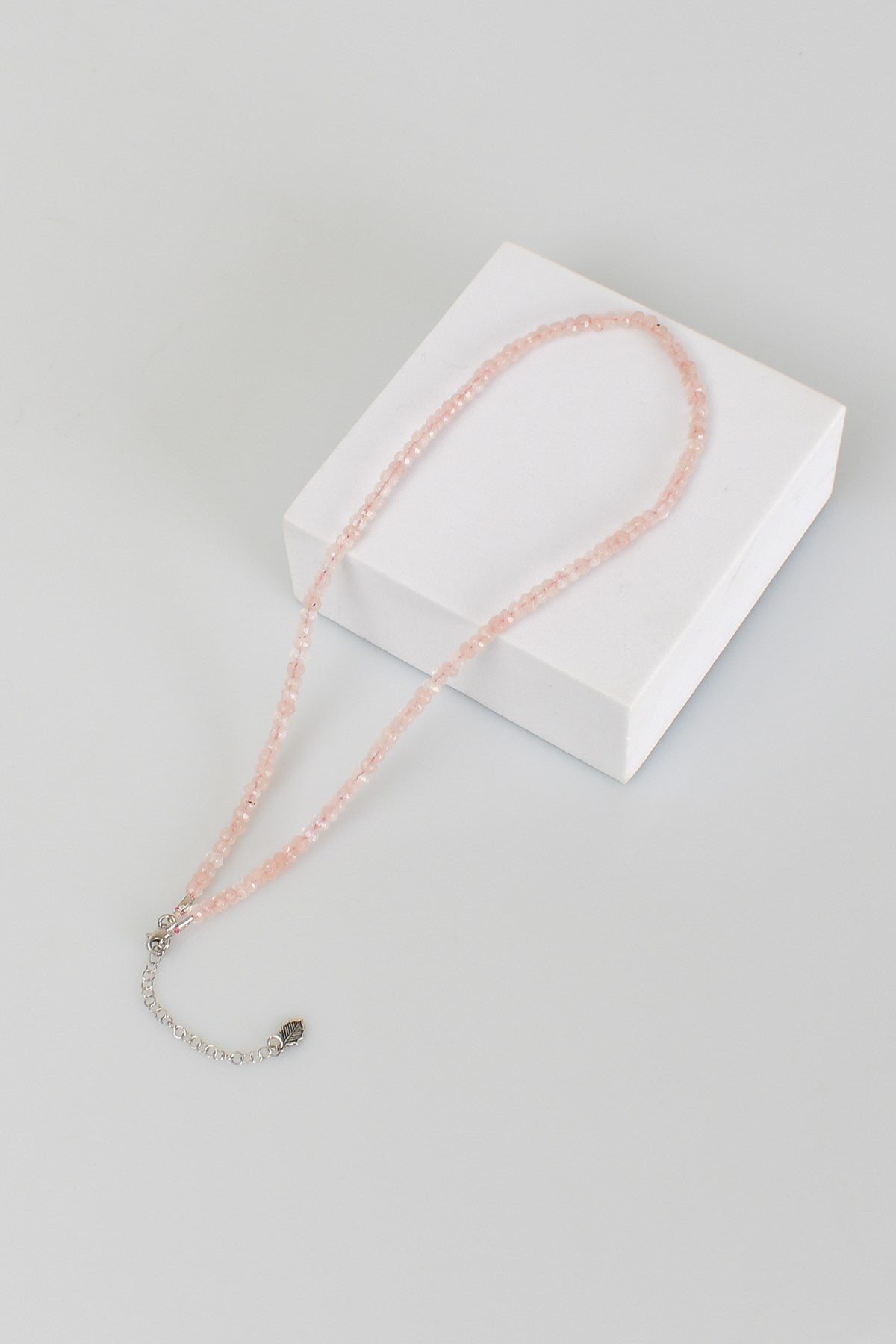 Laboratory Certified Rose Quartz Natural Stone Necklace 4 mm