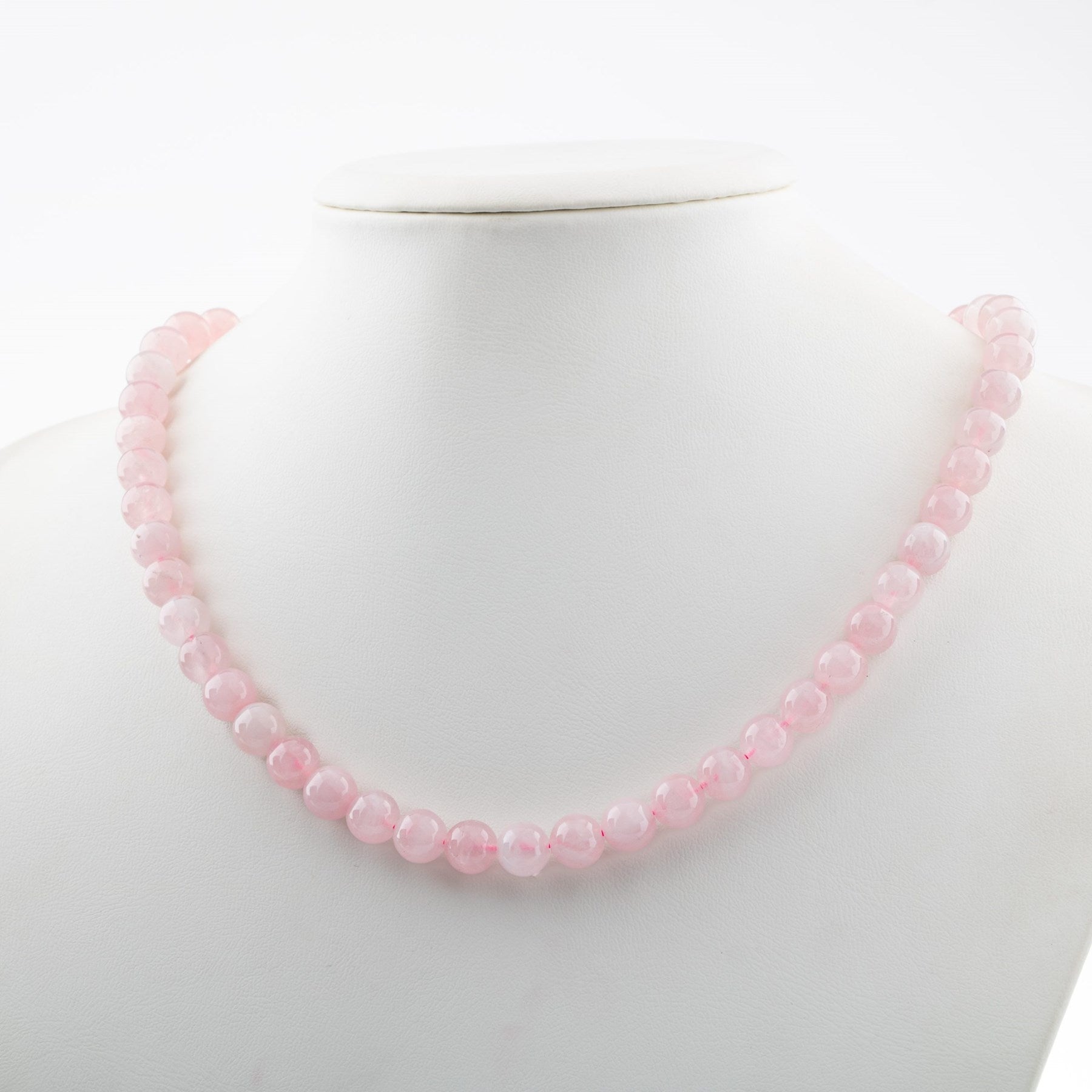 Laboratory Certified Rose Quartz (Pink Quartz) 8 mm Natural Stone Necklace
