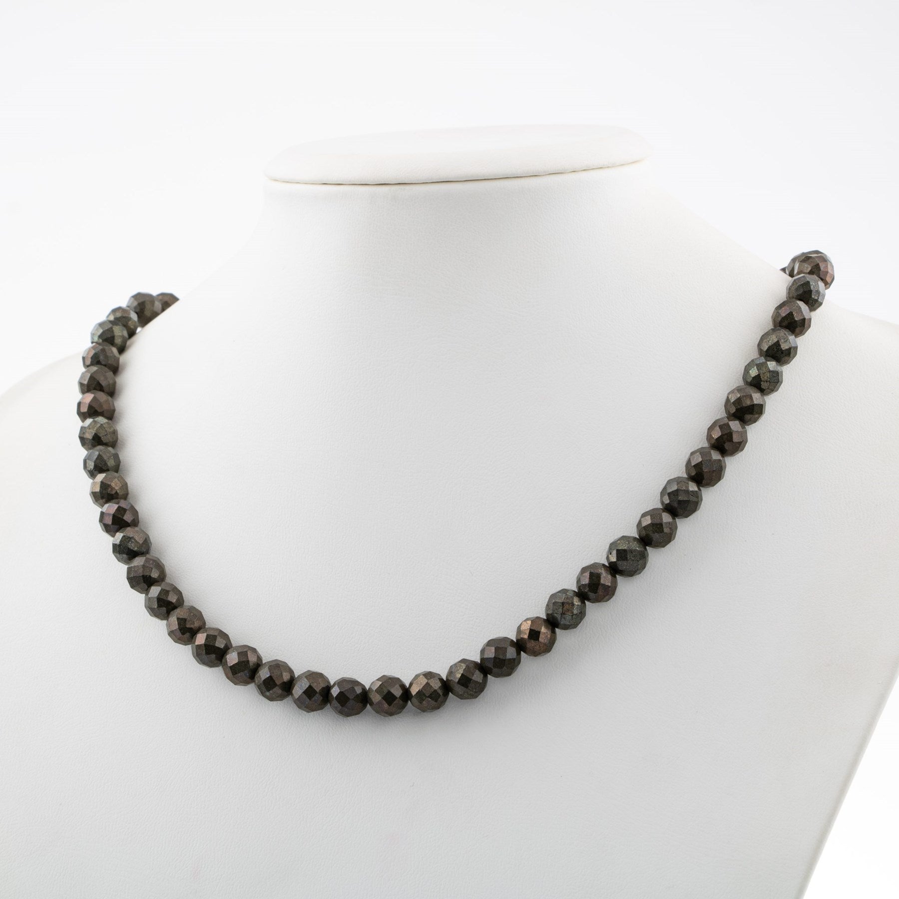 Laboratory Certified Pyrite 8 mm Natural Stone Necklace