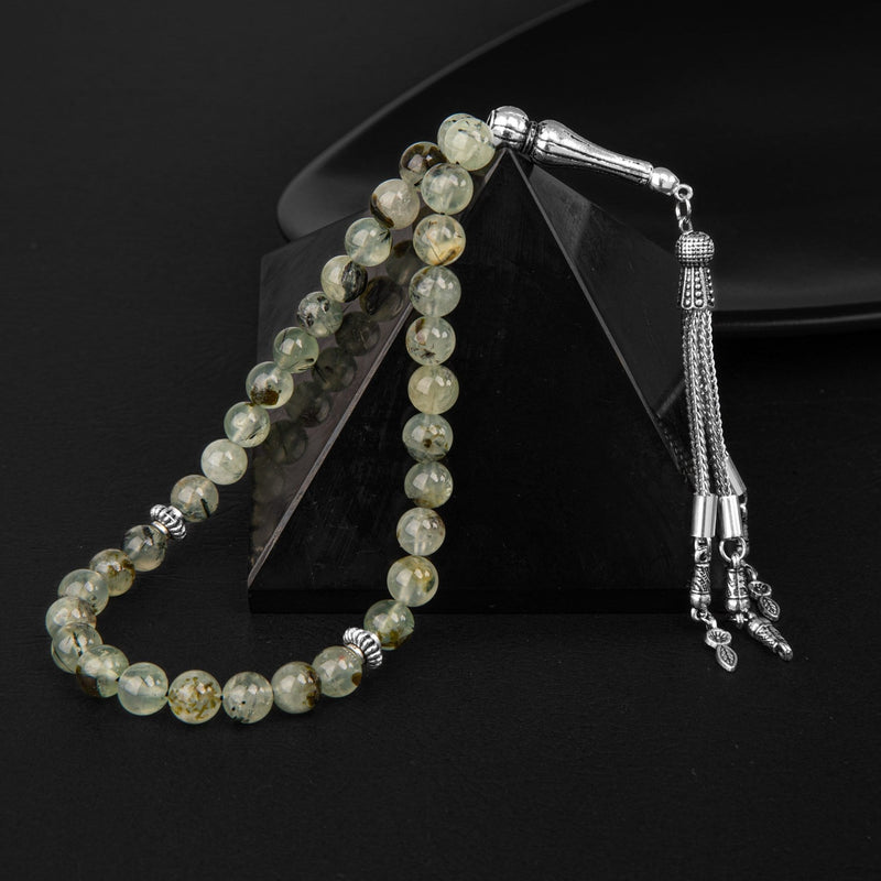 Laboratory Certified Prehnit Natural Gemstone Prayer Beads 33-Bead – 8mm