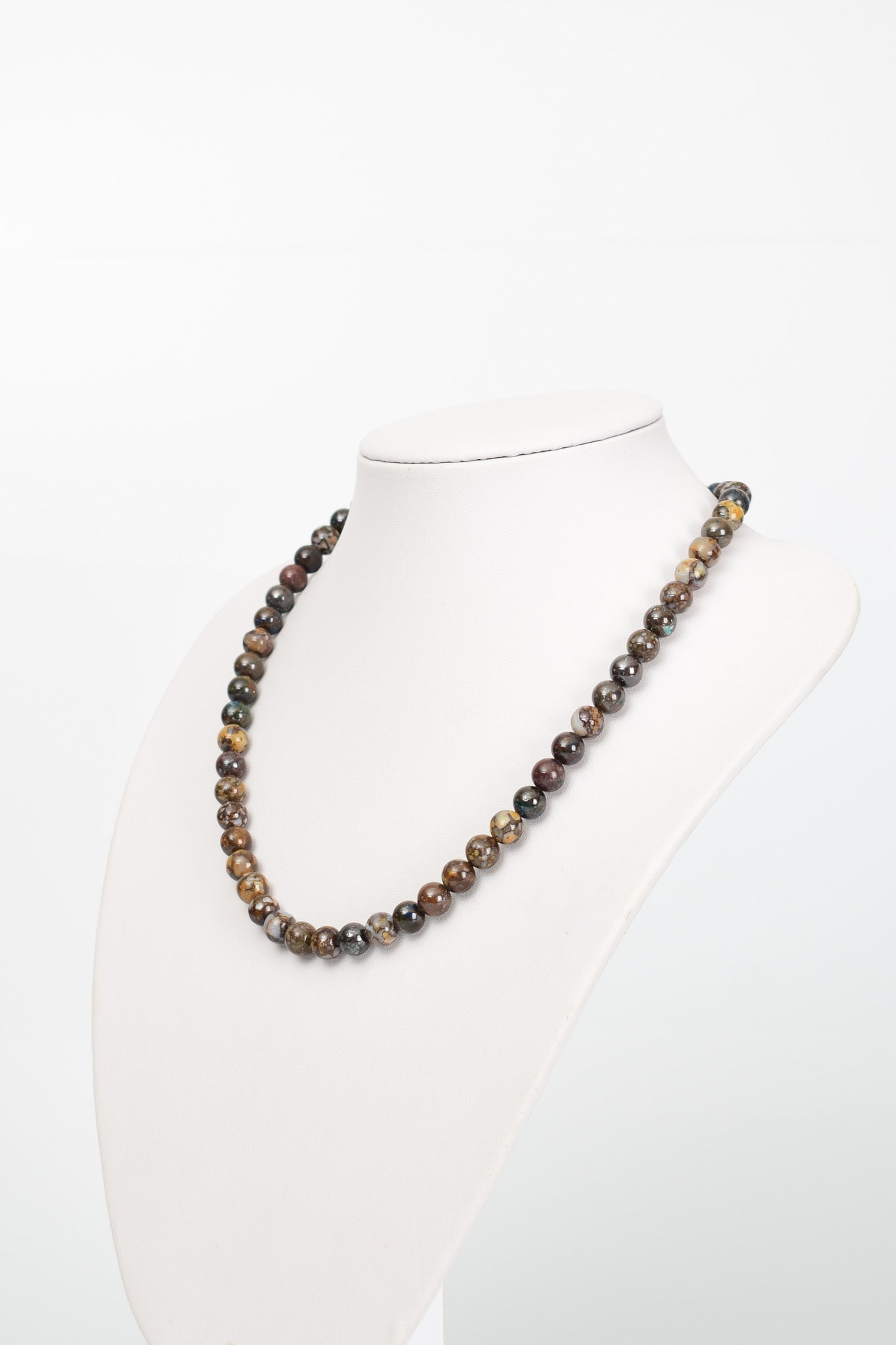 Laboratory Certified Rhyolite 8 mm Natural Stone Necklace