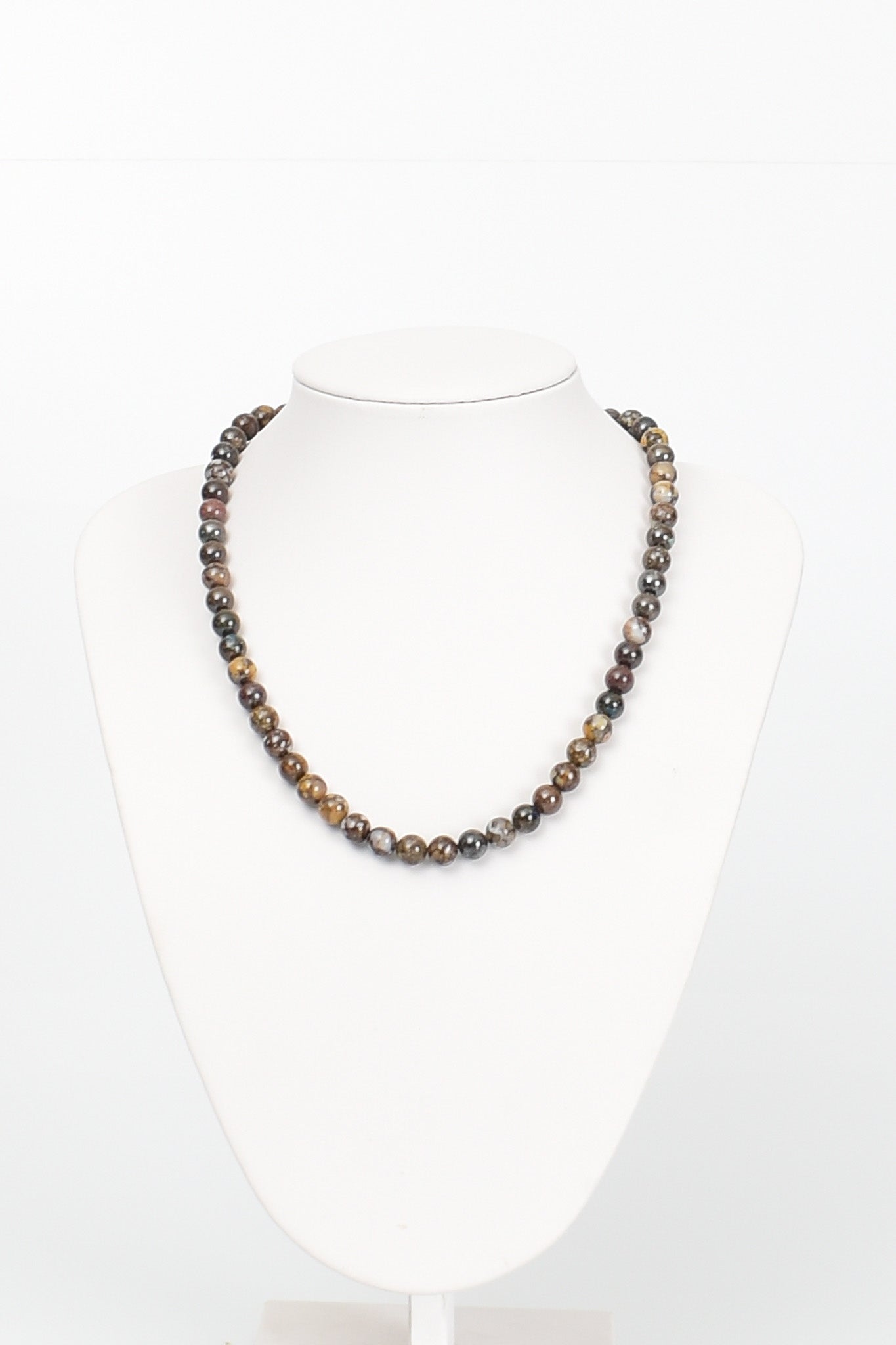 Laboratory Certified Rhyolite 8 mm Natural Stone Necklace