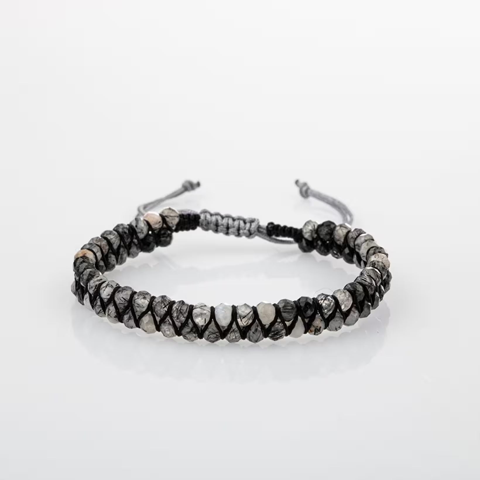 Laboratory Certified Rutilated Quartz Faceted 3–4 mm Double Strand Natural Stone Bracelet