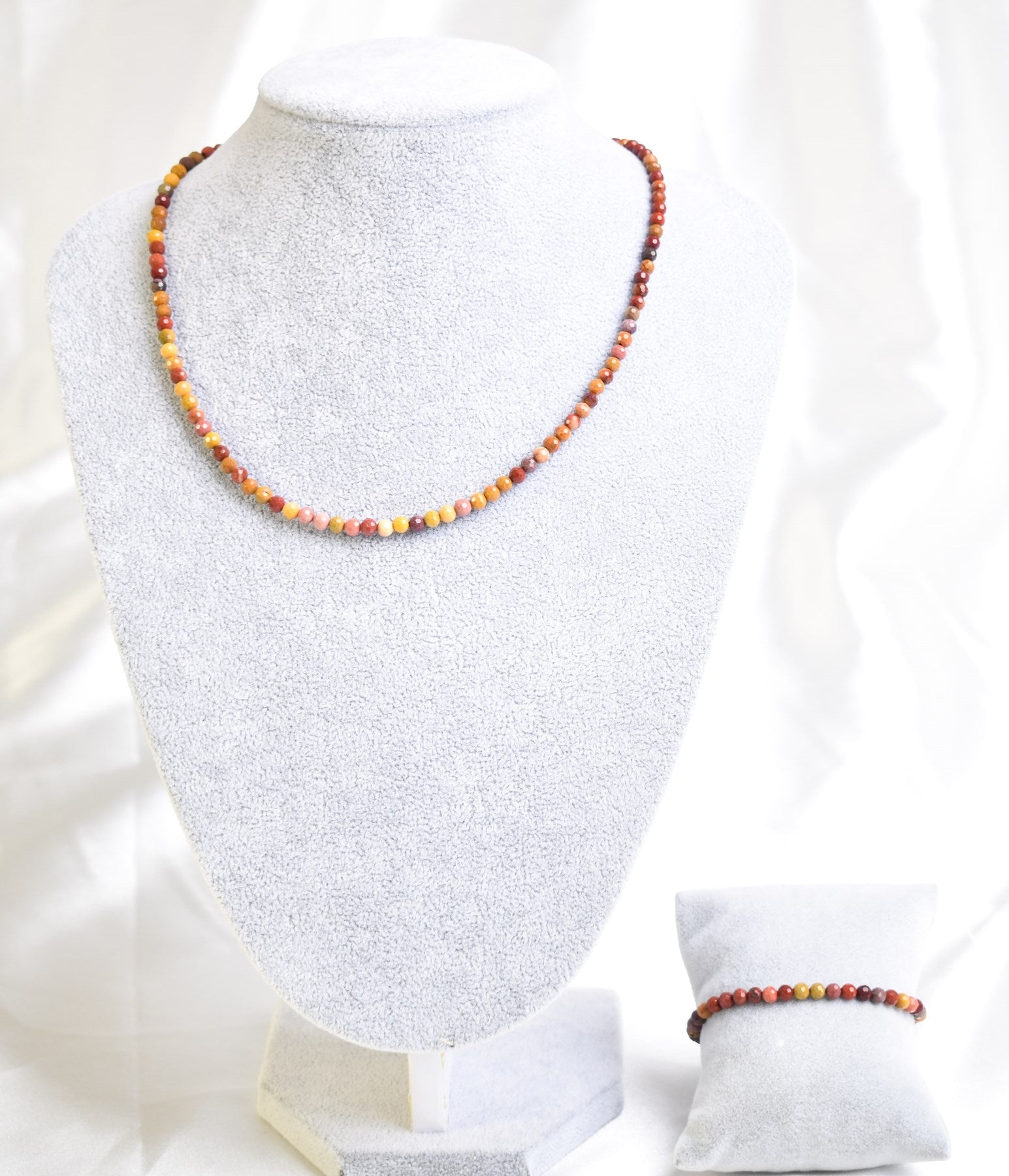 Laboratory Certified Yellow Jasper Natural Stone Necklace & Bracelet Set 3–4 mm