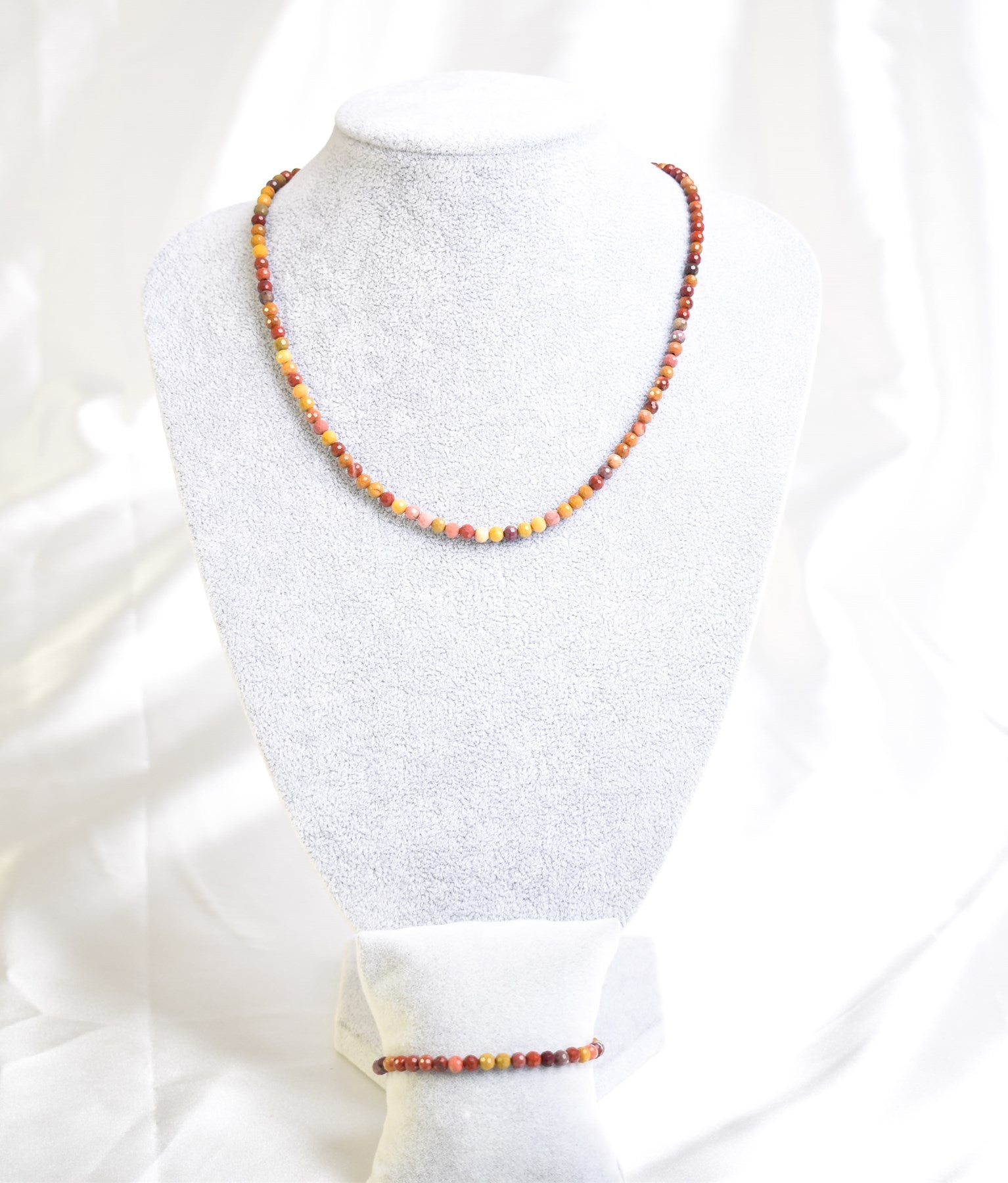 Laboratory Certified Yellow Jasper Natural Stone Necklace & Bracelet Set 3–4 mm