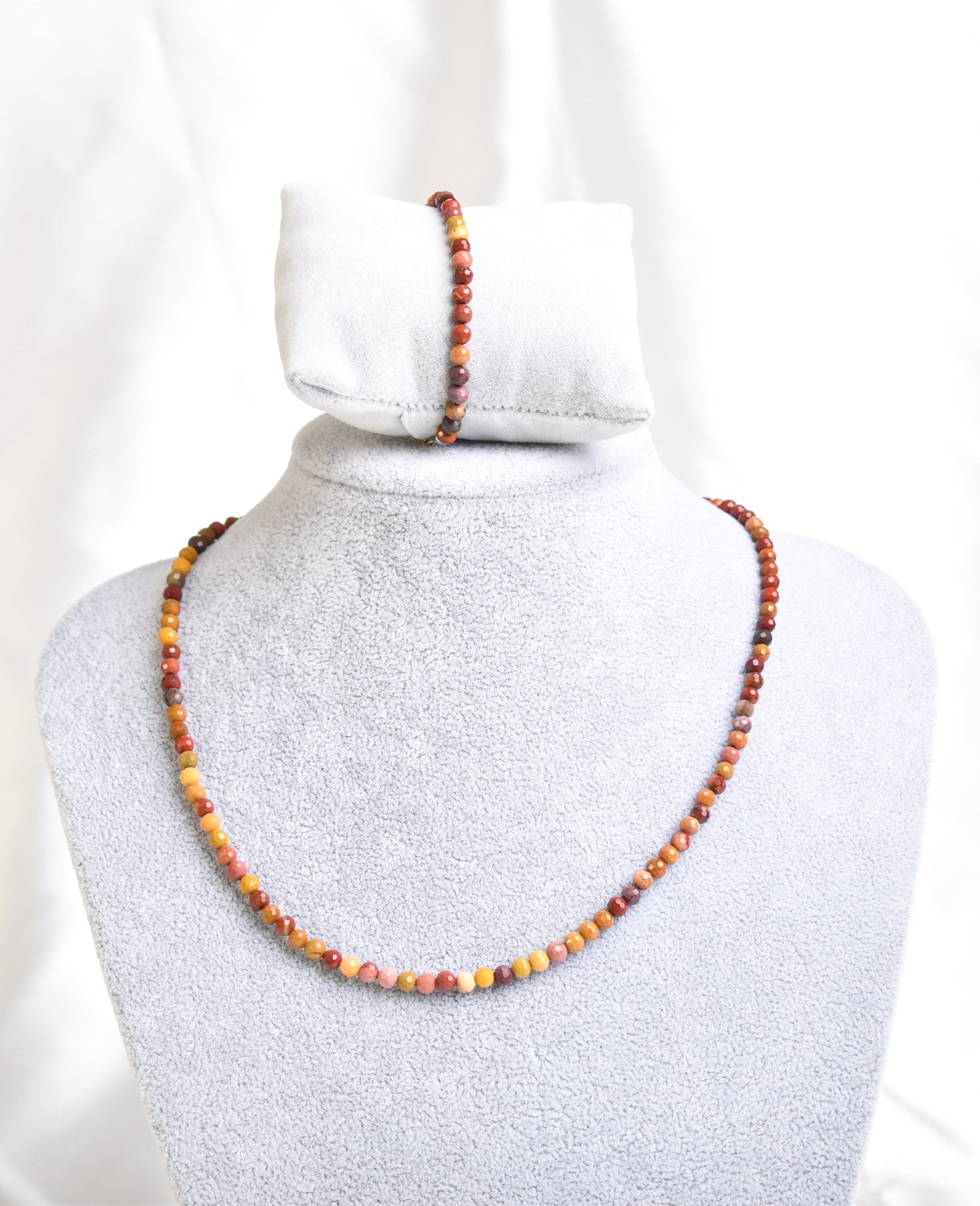 Laboratory Certified Yellow Jasper Natural Stone Necklace & Bracelet Set 3–4 mm