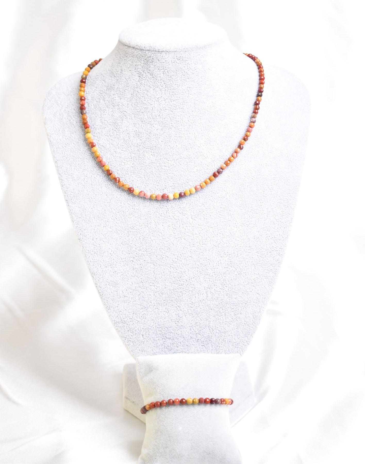 Laboratory Certified Yellow Jasper Natural Stone Necklace & Bracelet Set 3–4 mm